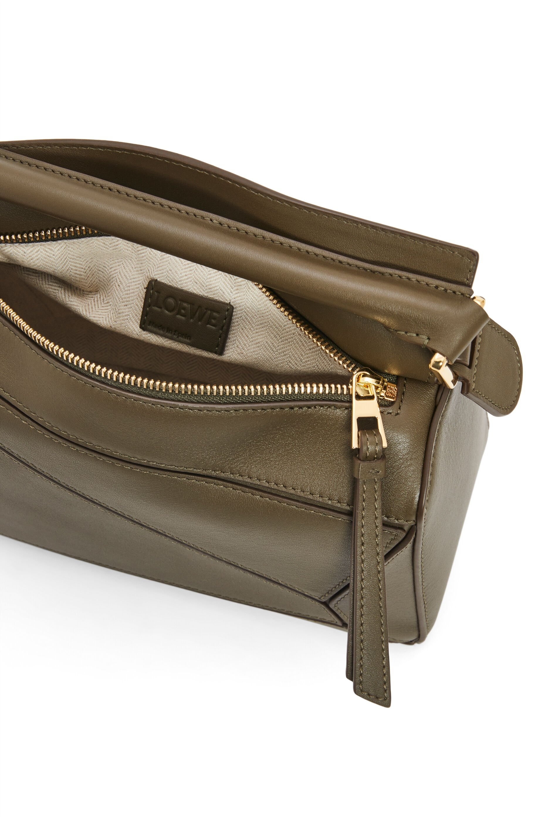 Small Puzzle bag in classic calfskin & Anagram strap in jacquard and calfskin - 7