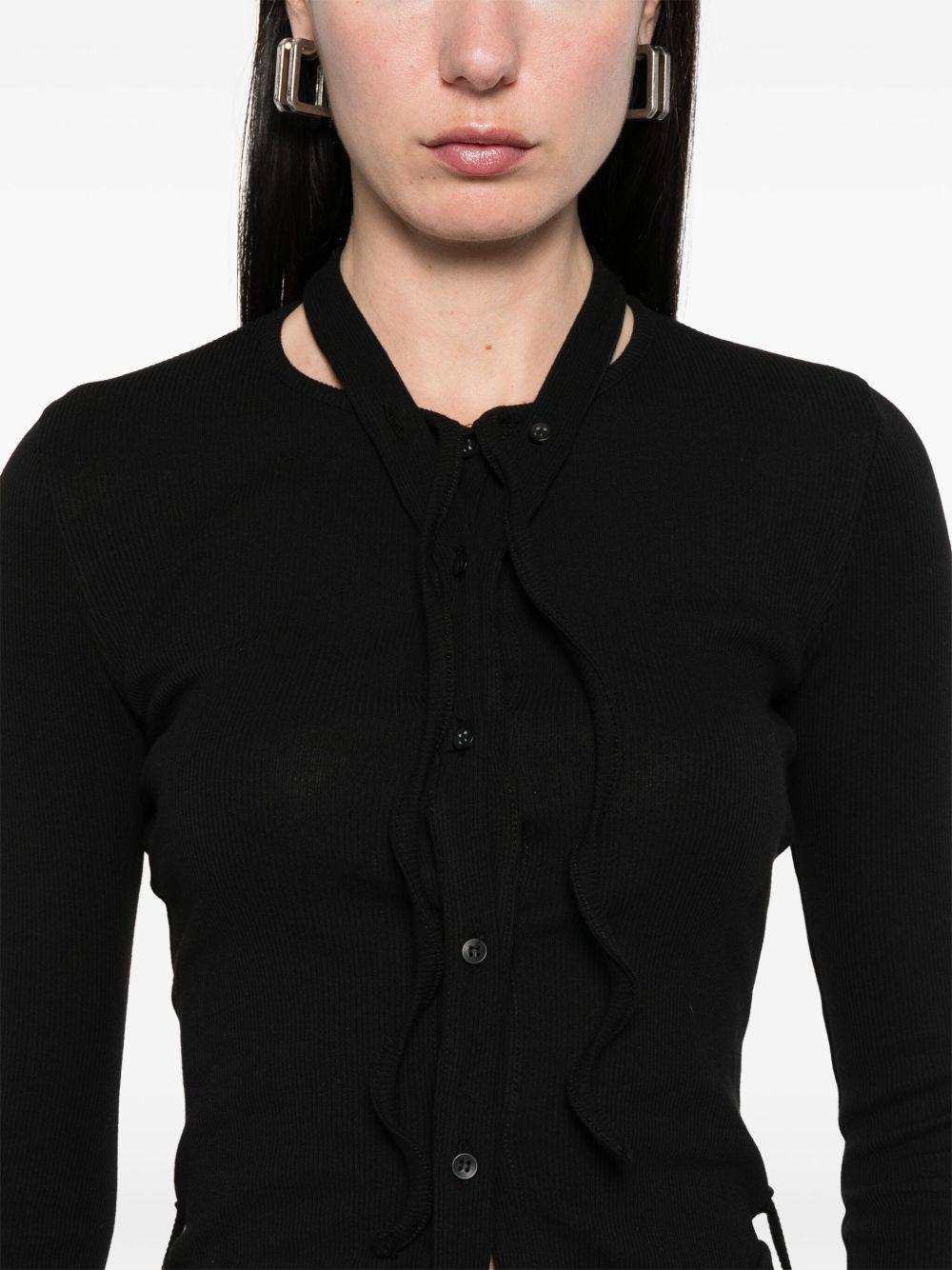 double-fastening ribbed cardigan - 5