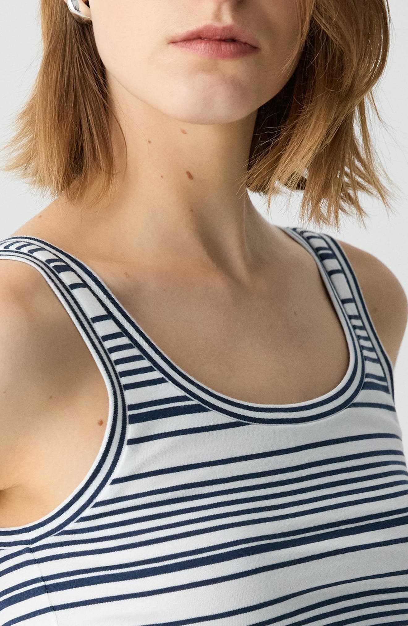 Theory Bram Stripe Pima Cotton Tank in Navy Multi at Nordstrom - 4