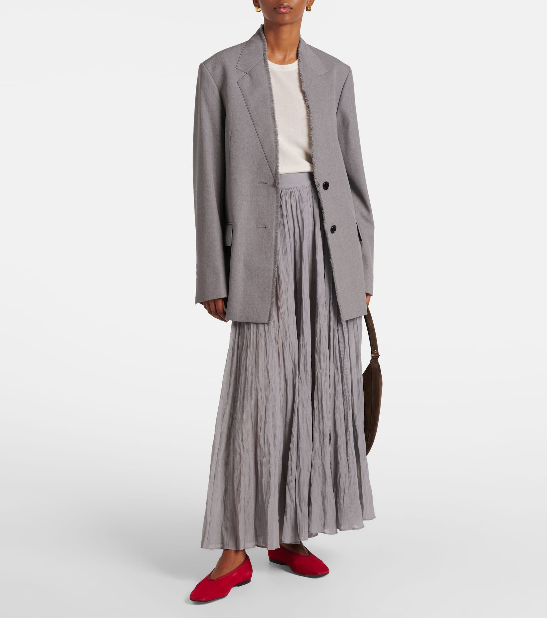 Plissé cotton-blend maxi skirt - 2