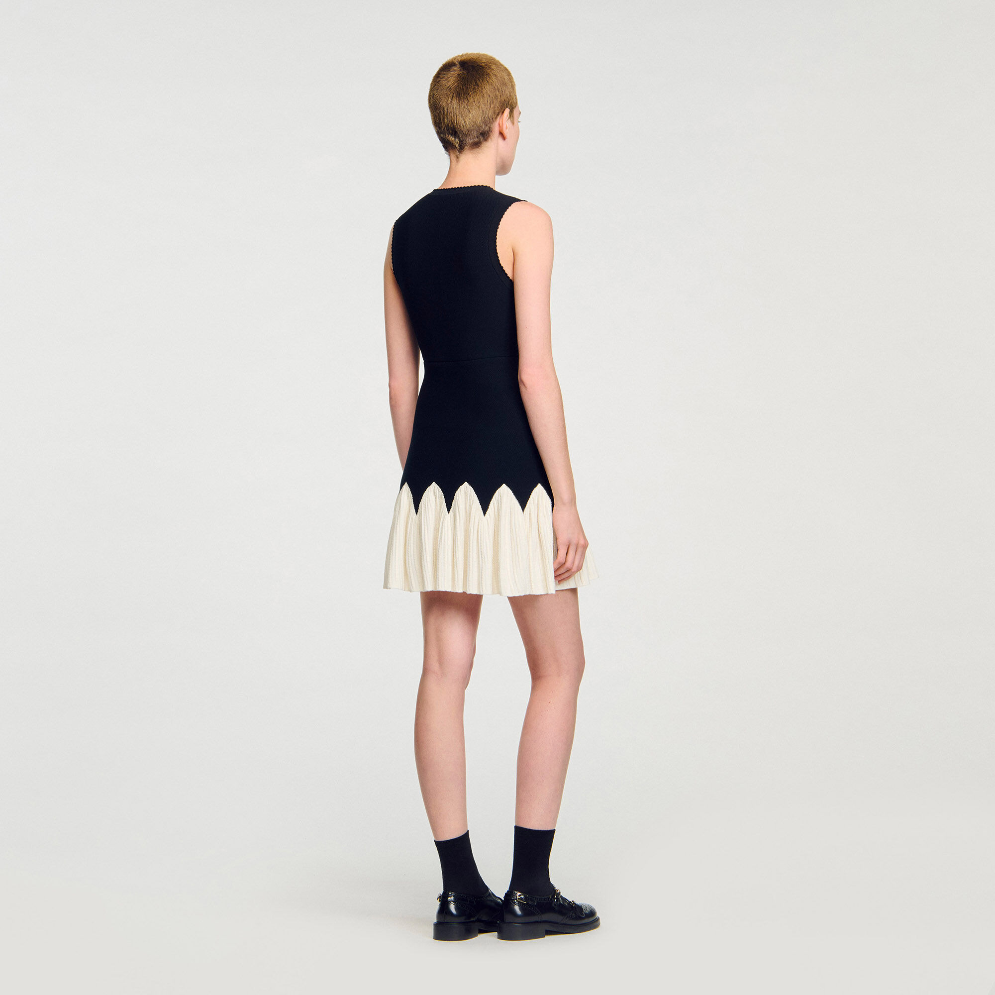 TWO-TONE MINI KNIT DRESS - 5