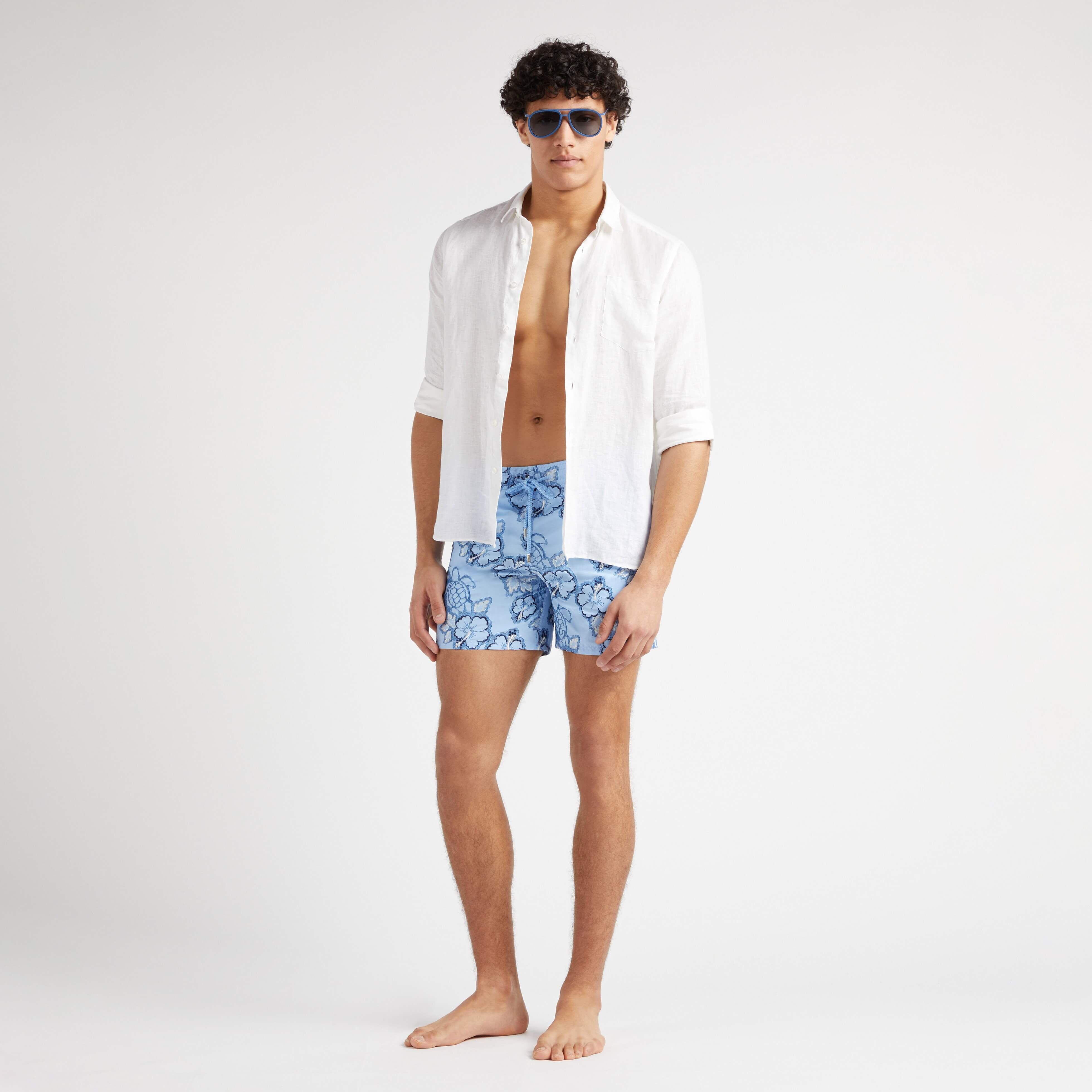 Men Swim Trunks Embroidered Hibiscus - Limited Edition - 5