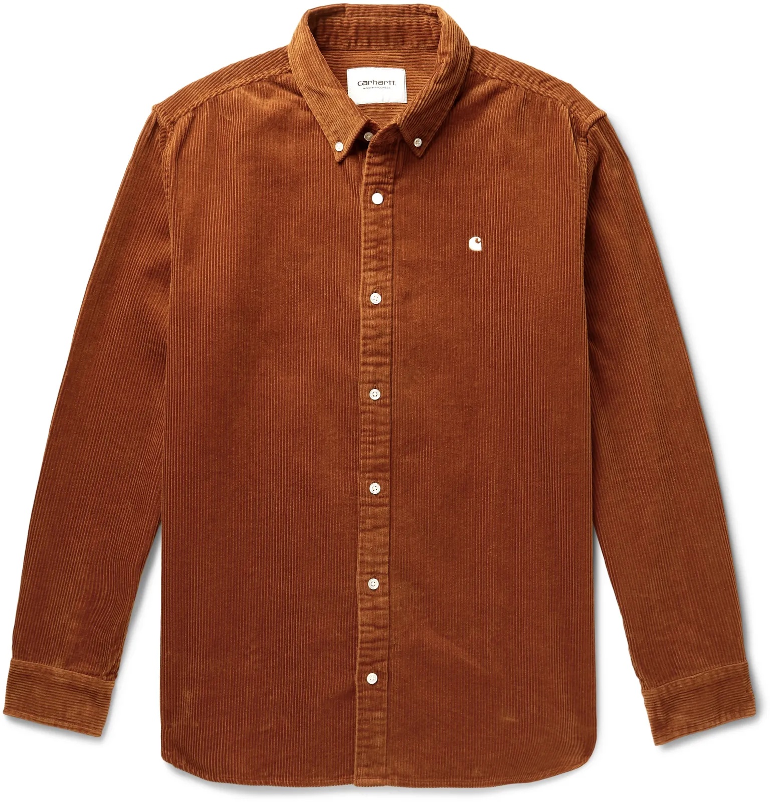 Madison Button-Down Collar Logo-Embroidered Cotton-Corduroy Shirt - 1