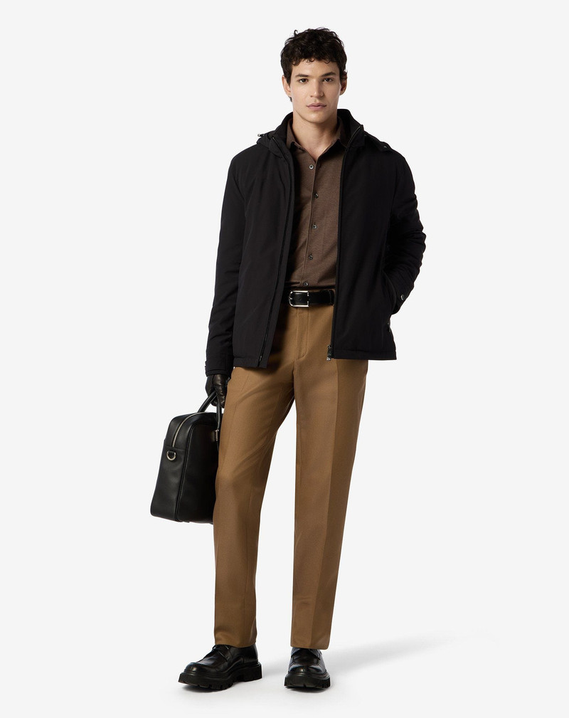 CORNELIANI Dark beige wool and stretch cotton trousers outlook