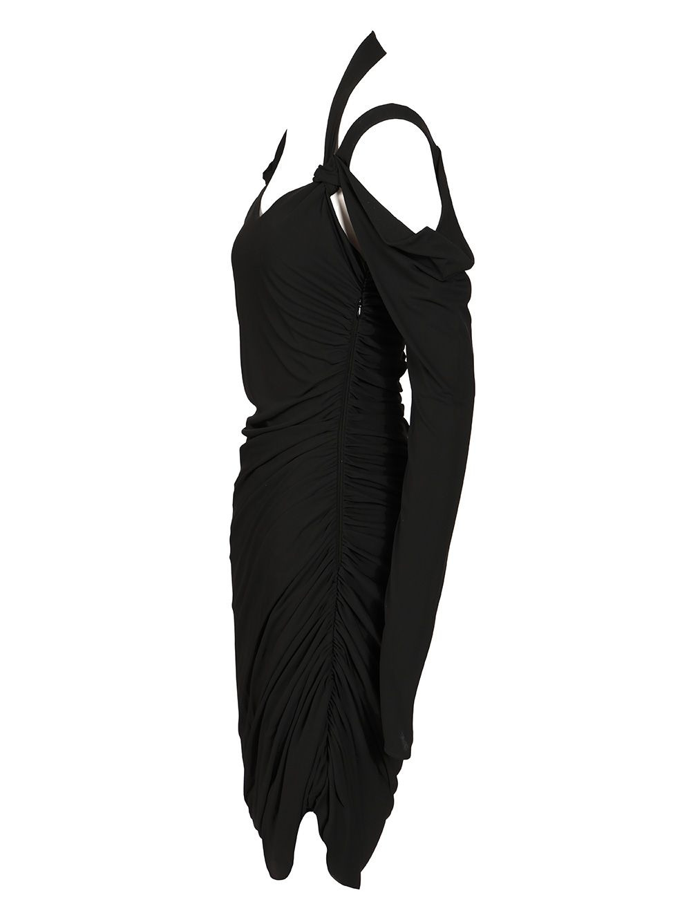 Crepe Midi Dress Dresses Black - 4