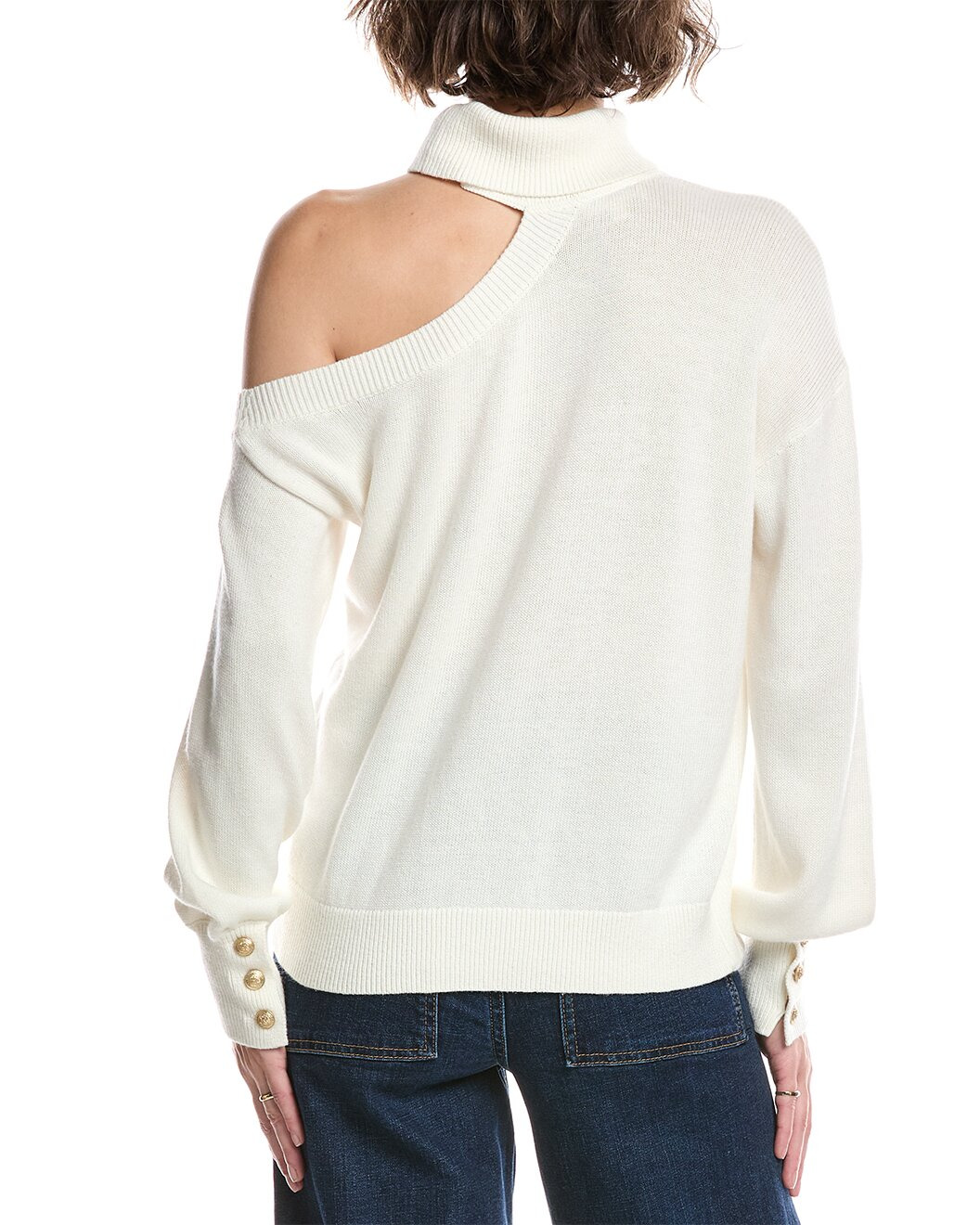 L'AGENCE Brixie One-Shoulder Turtleneck Wool-Blend Sweater - 2