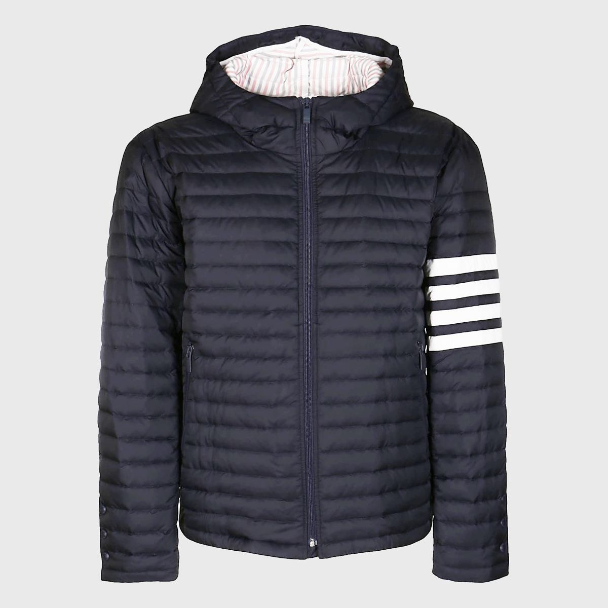 Thom Browne THOM BROWNE NAVY BLUE AND WHITE DOWN JACKET - 1