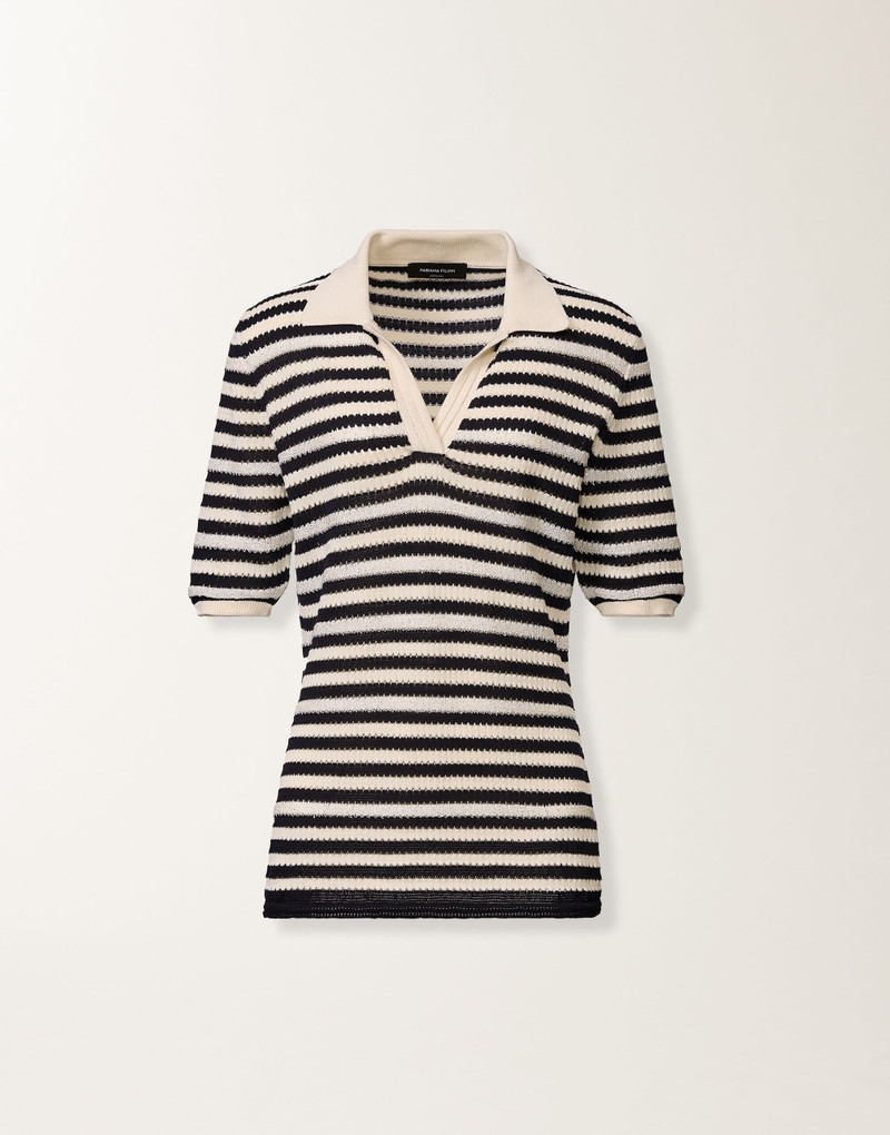 Organic cotton polo with micro sequins 1