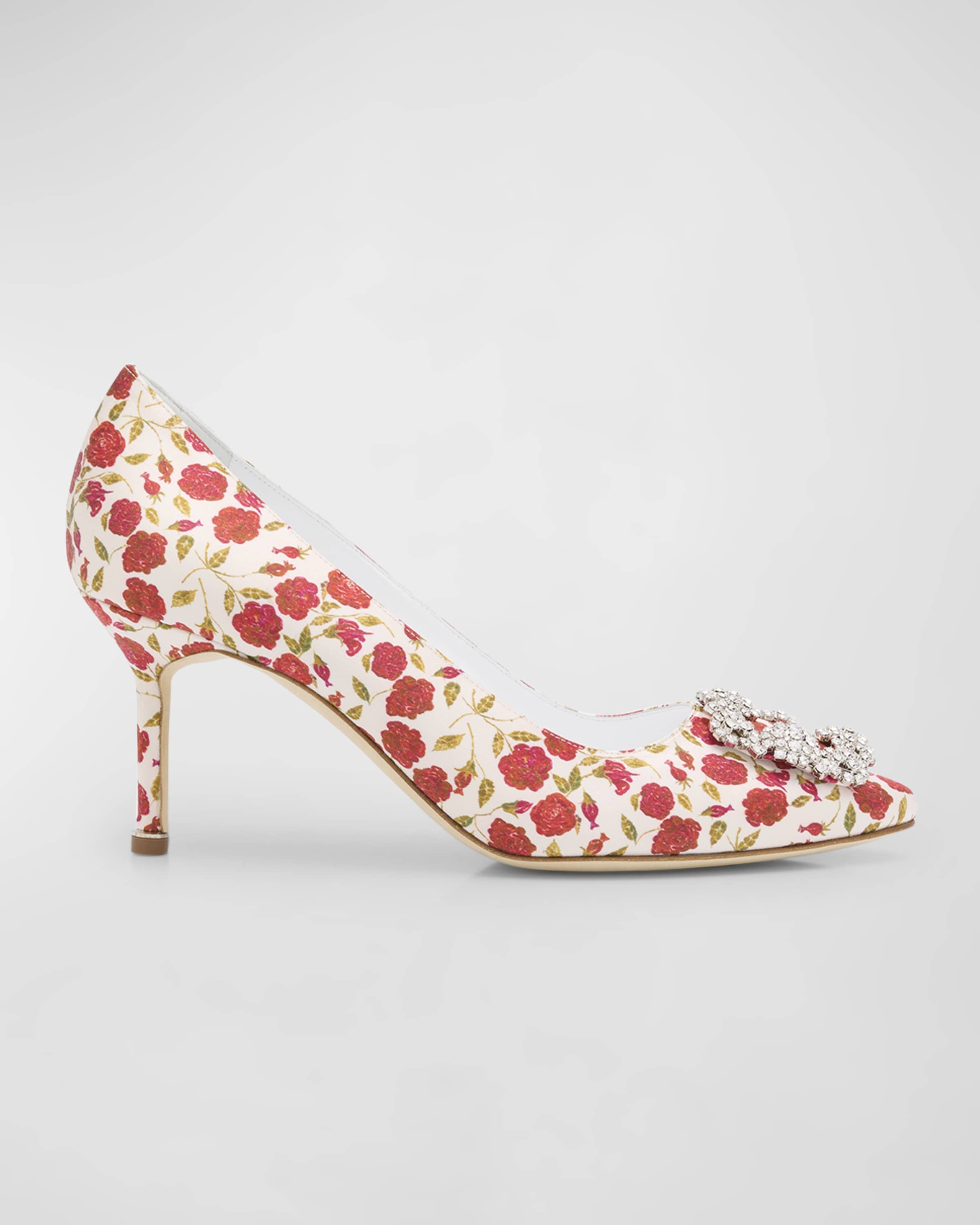 Hangisi Floral Silk Buckle Pumps - 1