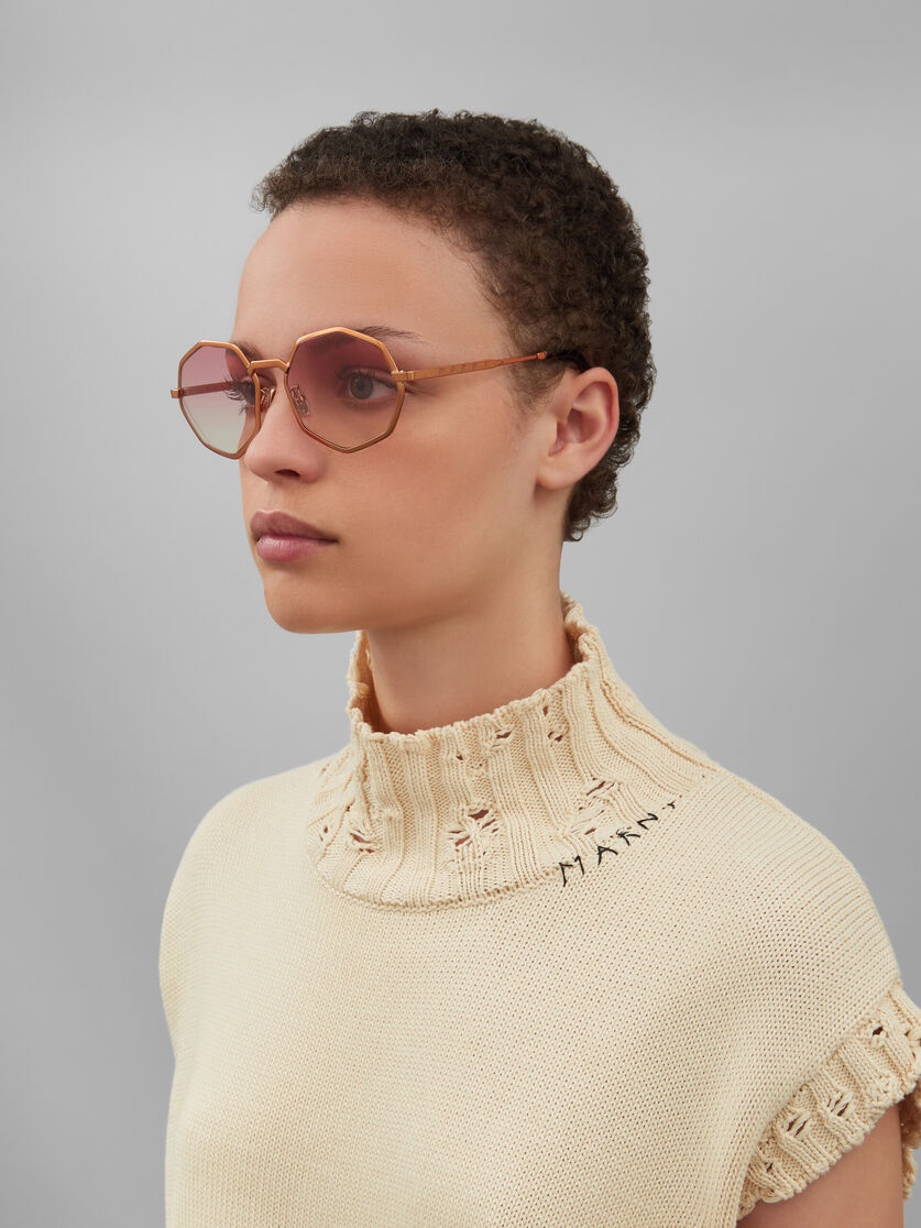 PULPIT ROCK ROSE GOLD METAL OCTAGONAL SUNGLASSES - 2