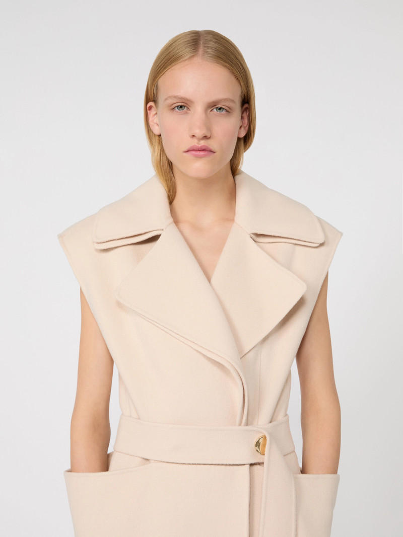 BOSSO Sleeveless pure double wool coat - POWDER 5