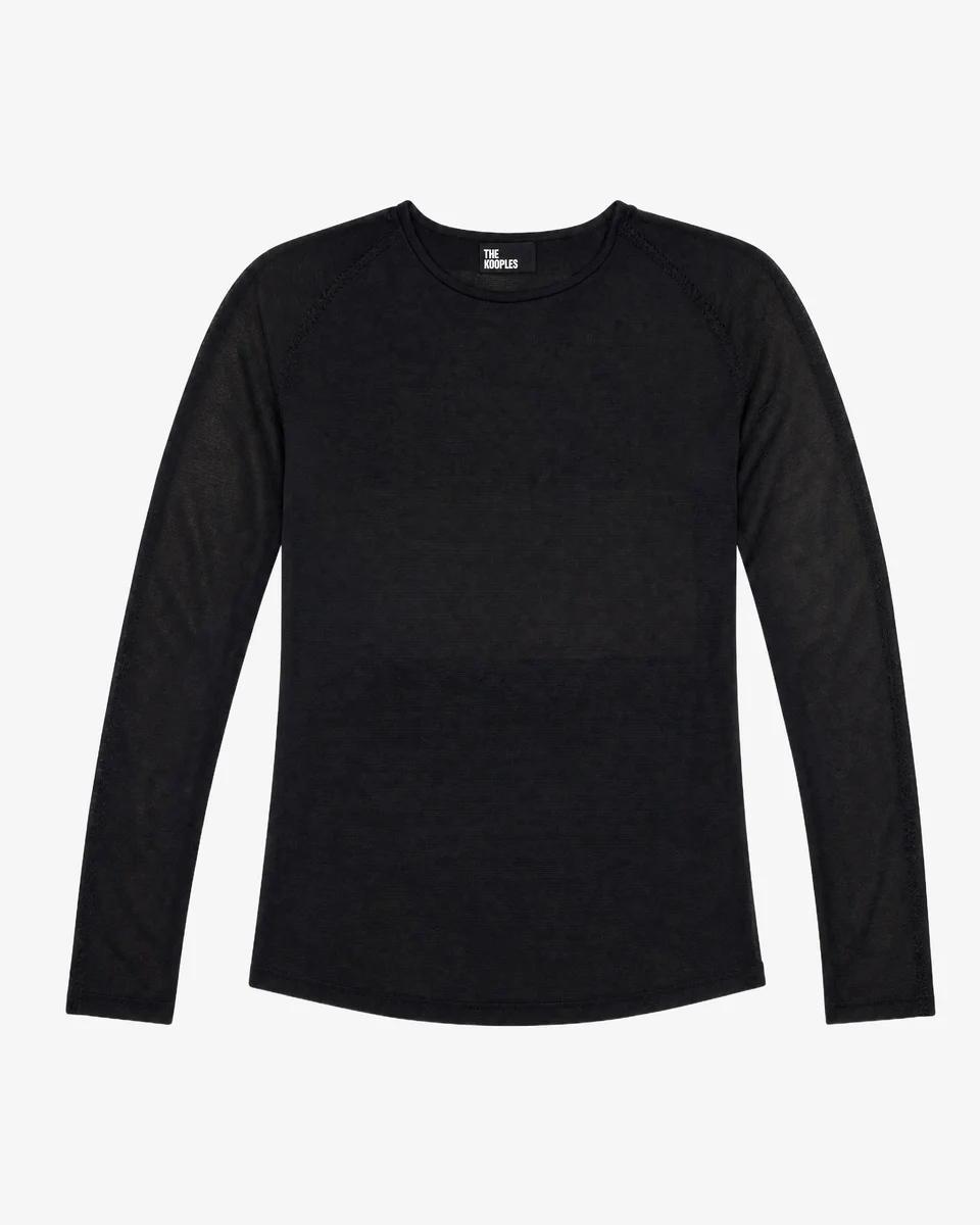 BLACK FINE-KNIT SWEATER - 1