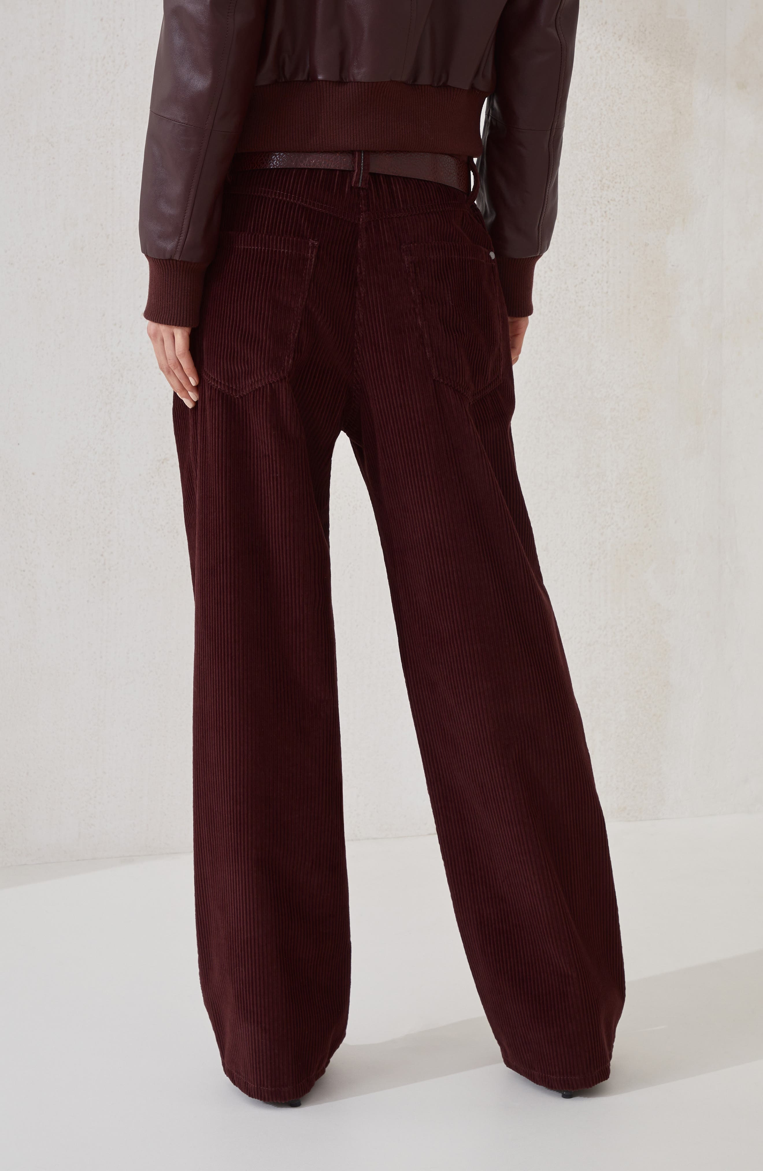 Brunello Cucinelli Straight five-pocket trousers in Burgundy at Nordstrom - 3