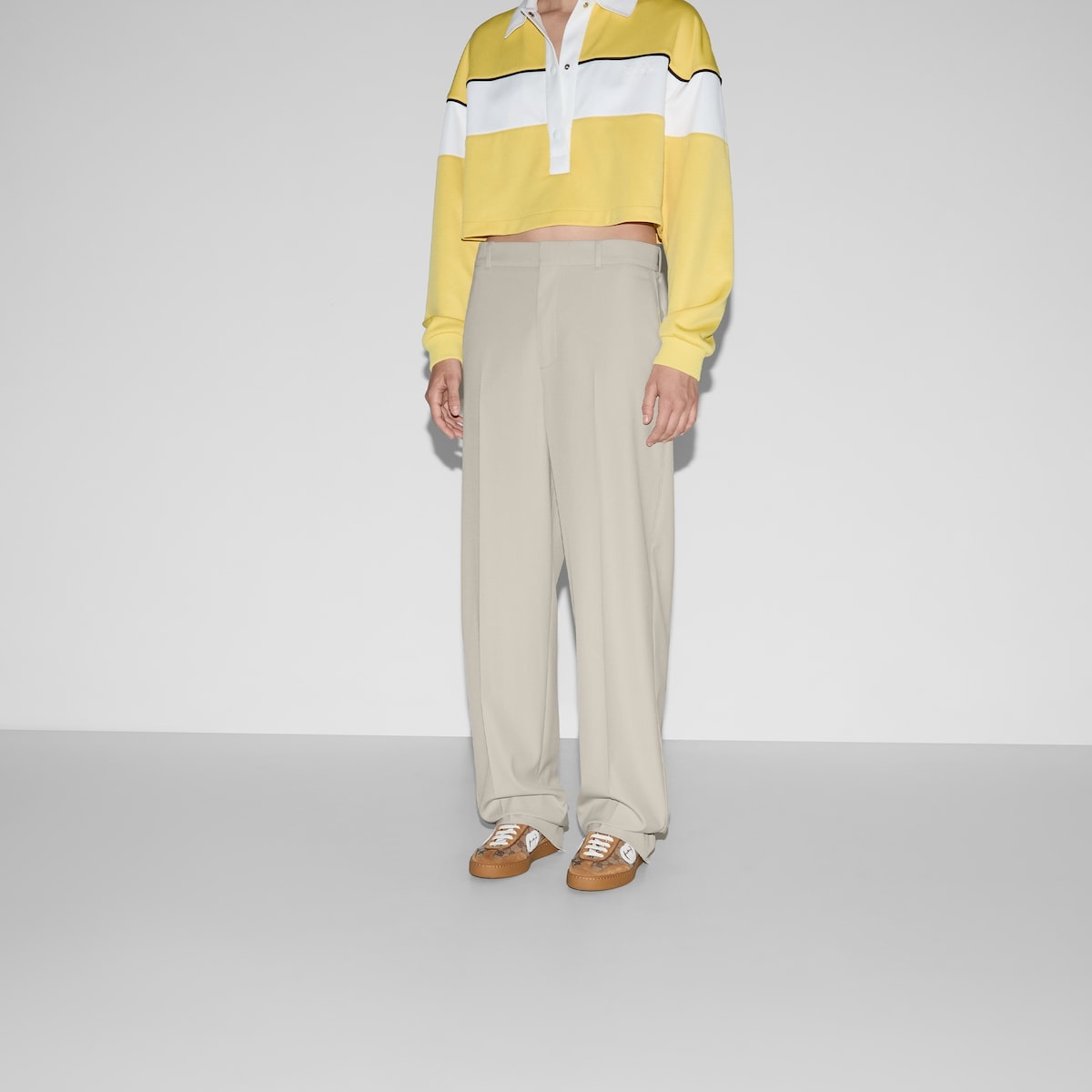 Embossed canvas wool pants - 3
