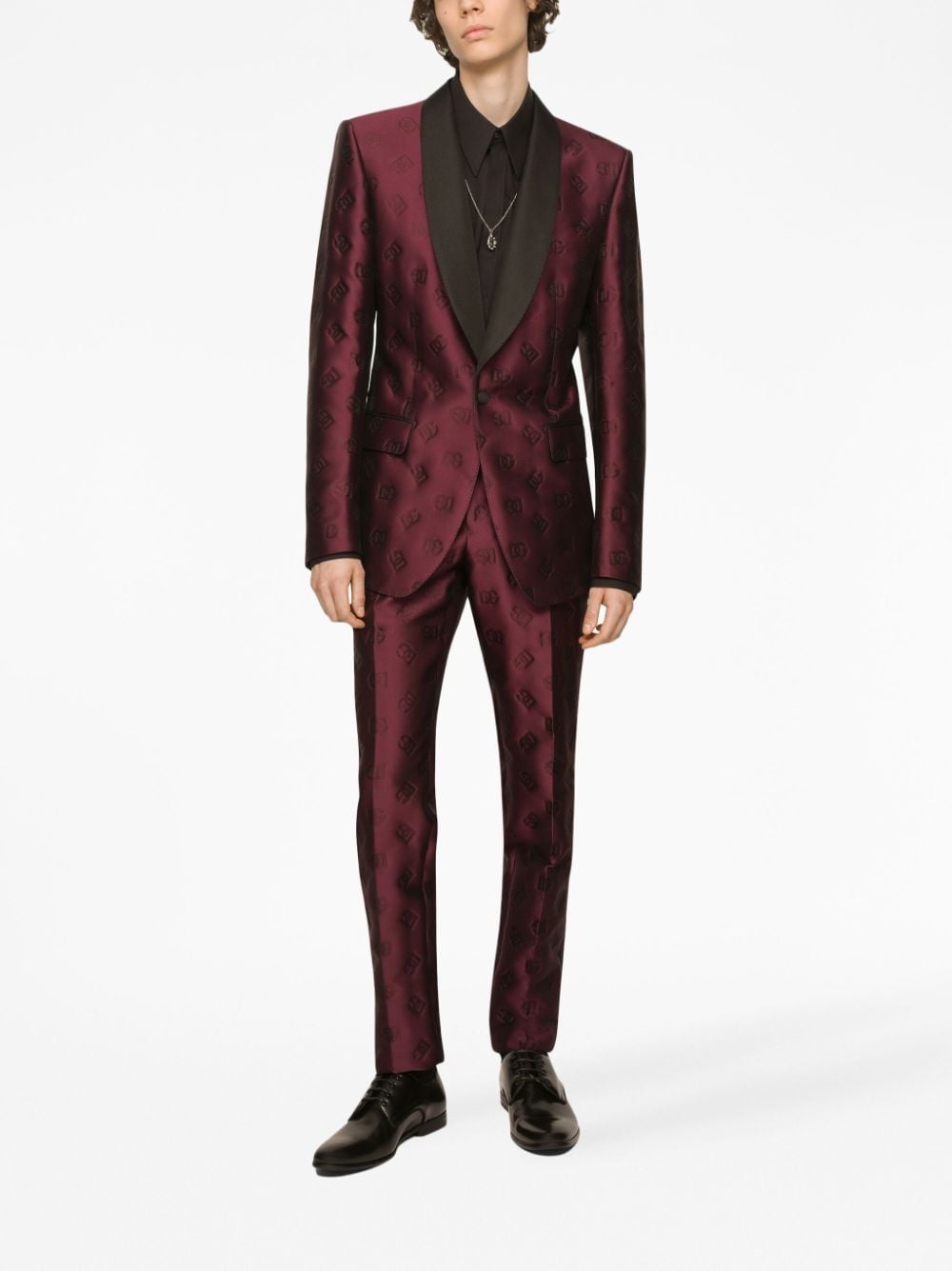 monogram-jacquard tuxedo suit - 2