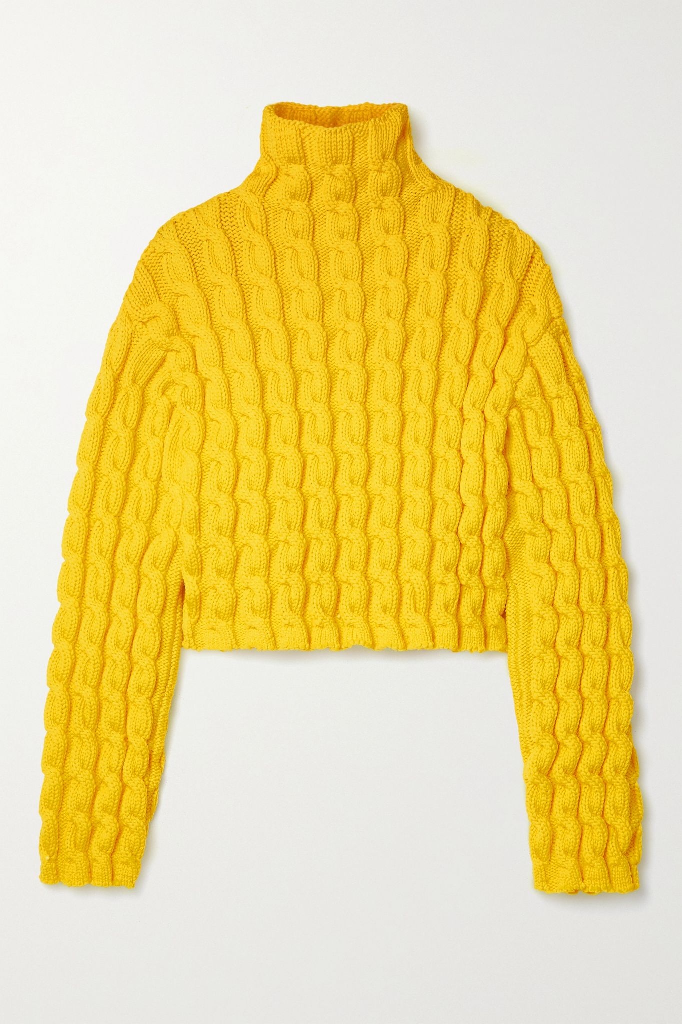 Cropped cable-knit turtleneck sweater - 1