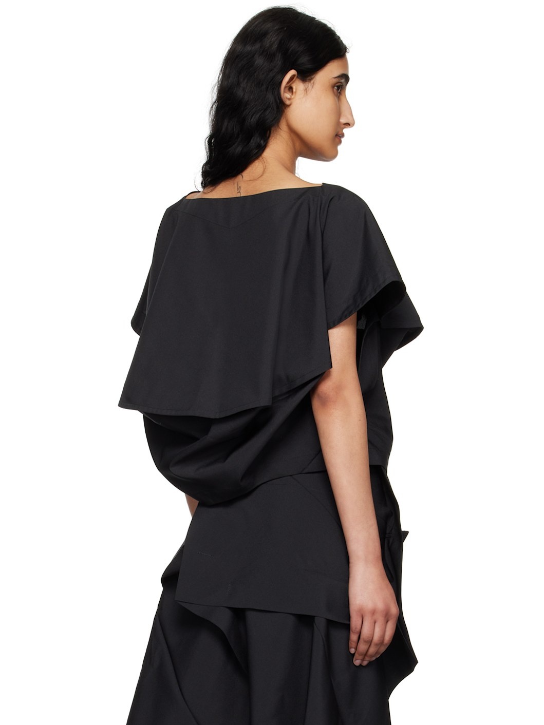 Black Bubble Solid Blouse - 3