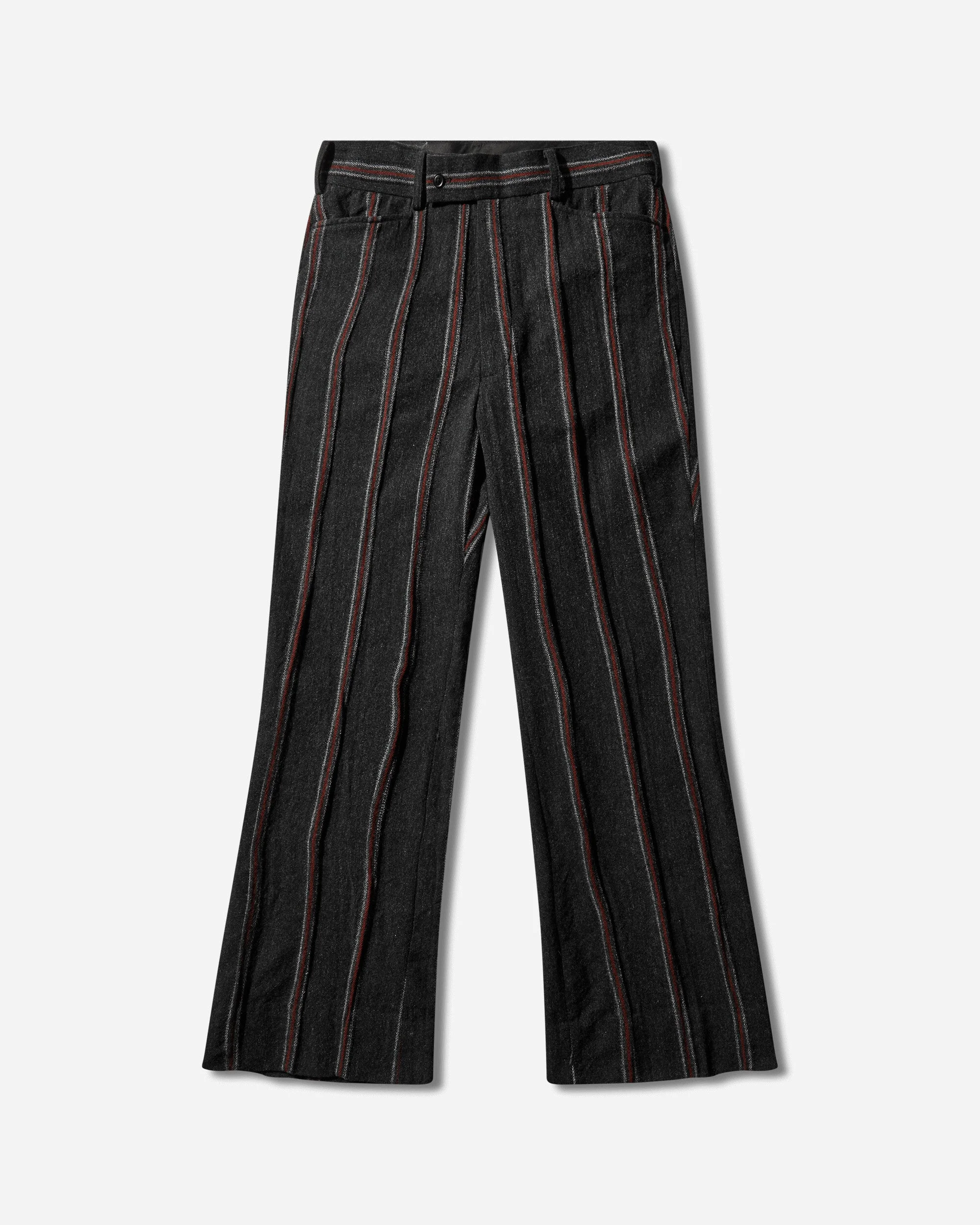 Men's Striped Tweed Boot-Cut Trousers Charcoal / Red - 1