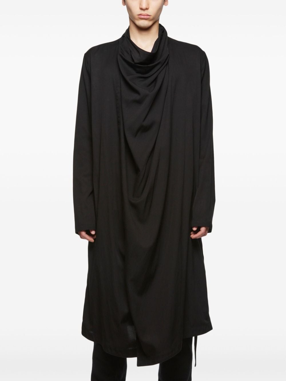 wrap-neck long shirt - 2