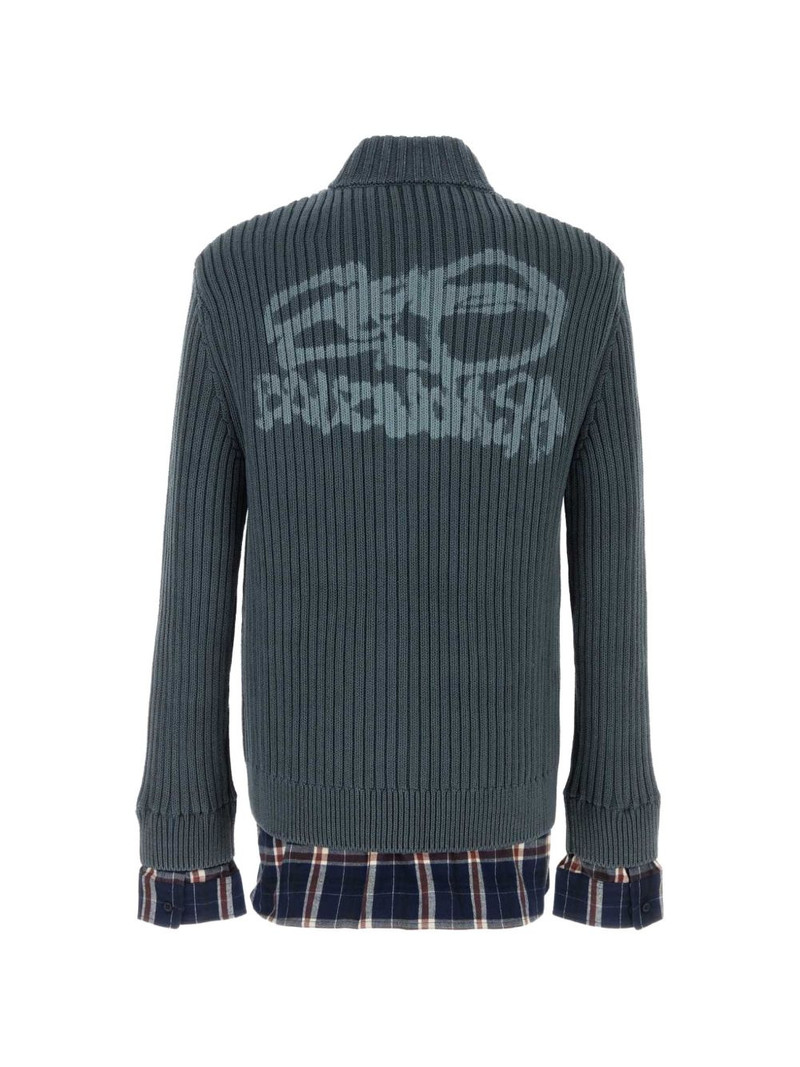 BALENCIAGA zip-fastening ribbed cardigan outlook