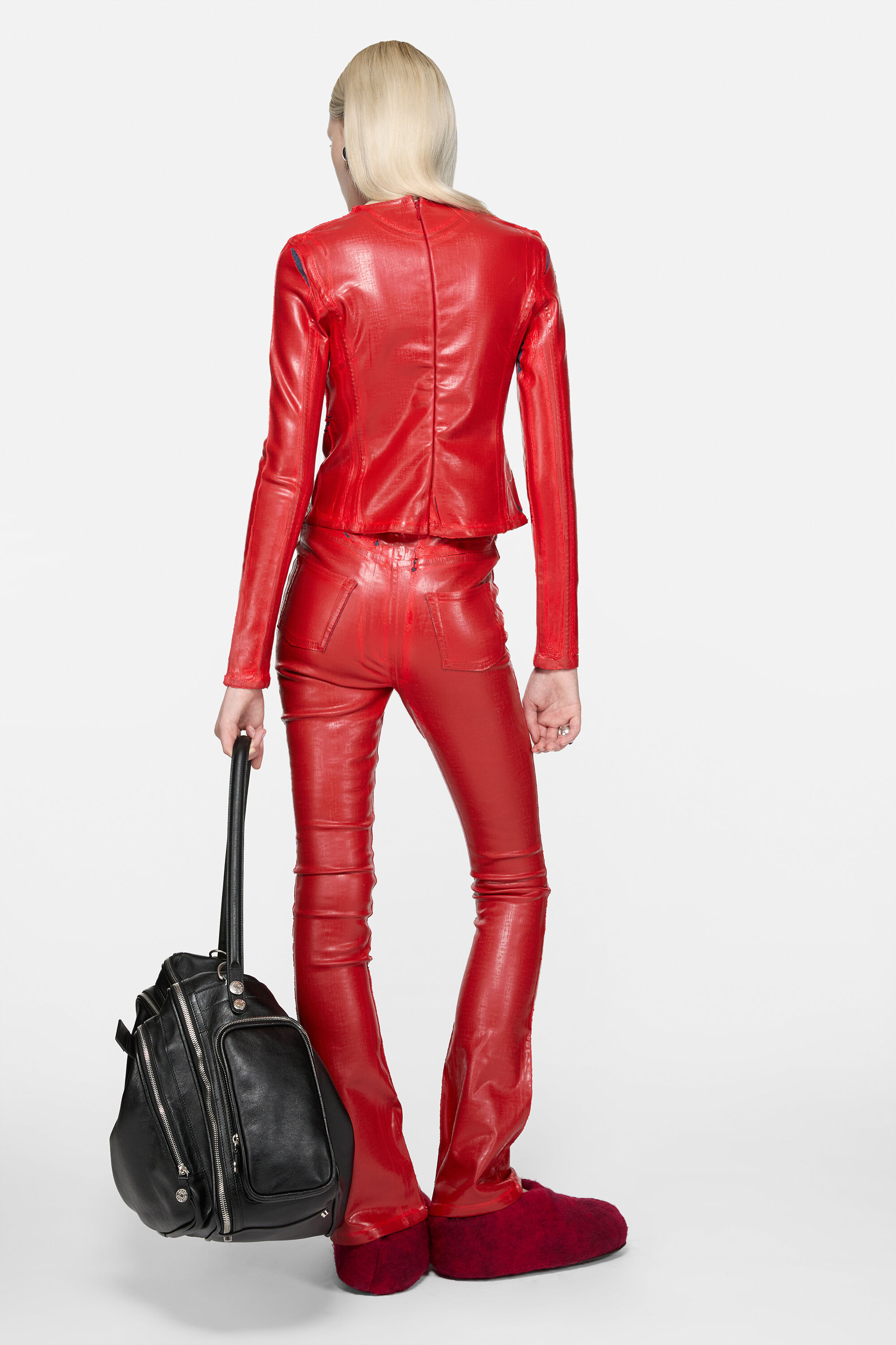 Fitted latex trousers - Red/red - 3