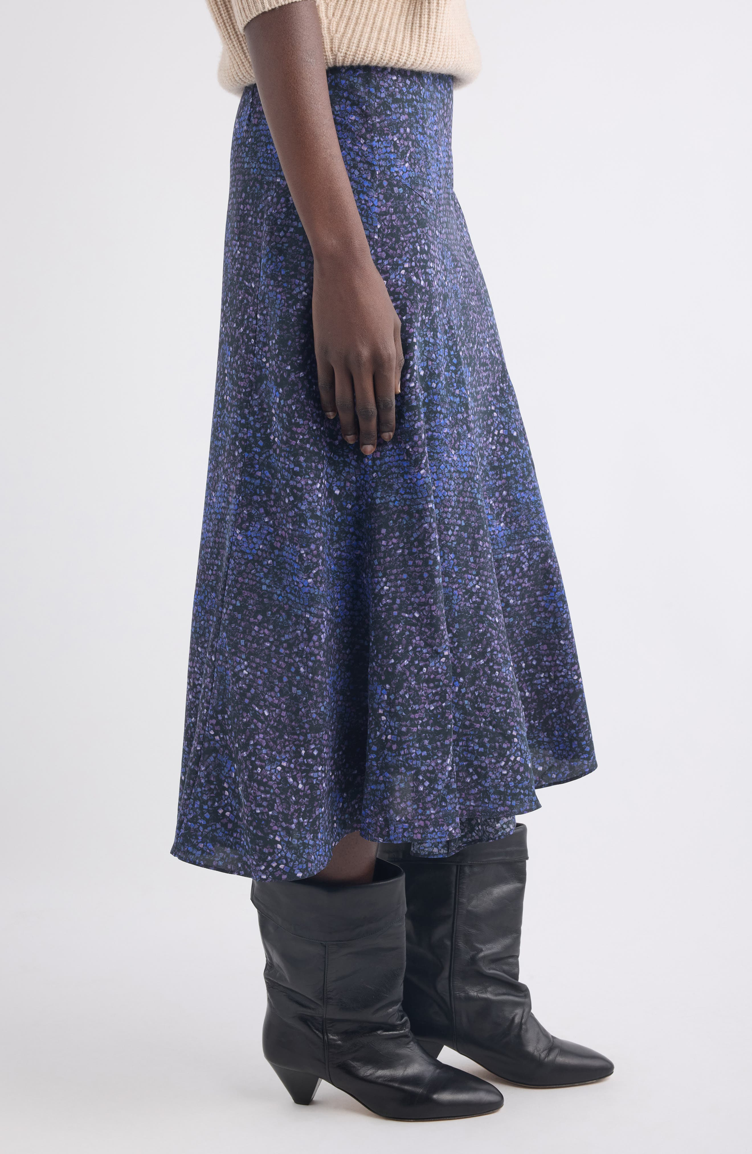 Isabel Marant Hortensia Mosaic Print Stretch Silk Midi Skirt in Midnight at Nordstrom - 3