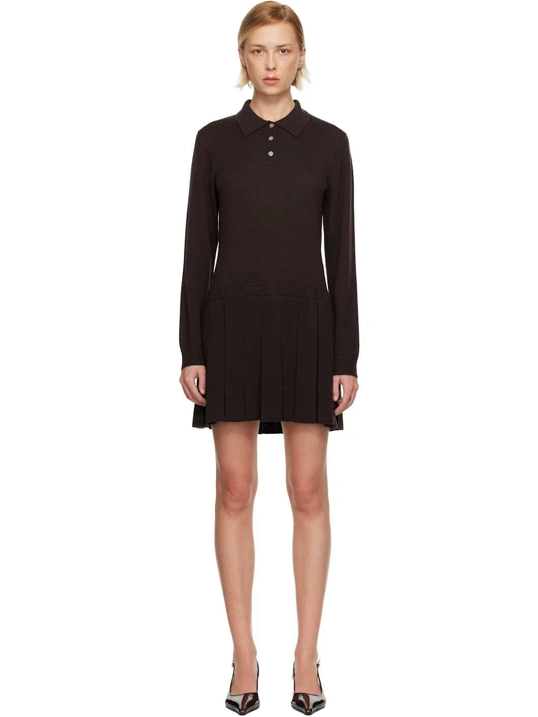 Brown Hague Sweater Minidress - 1