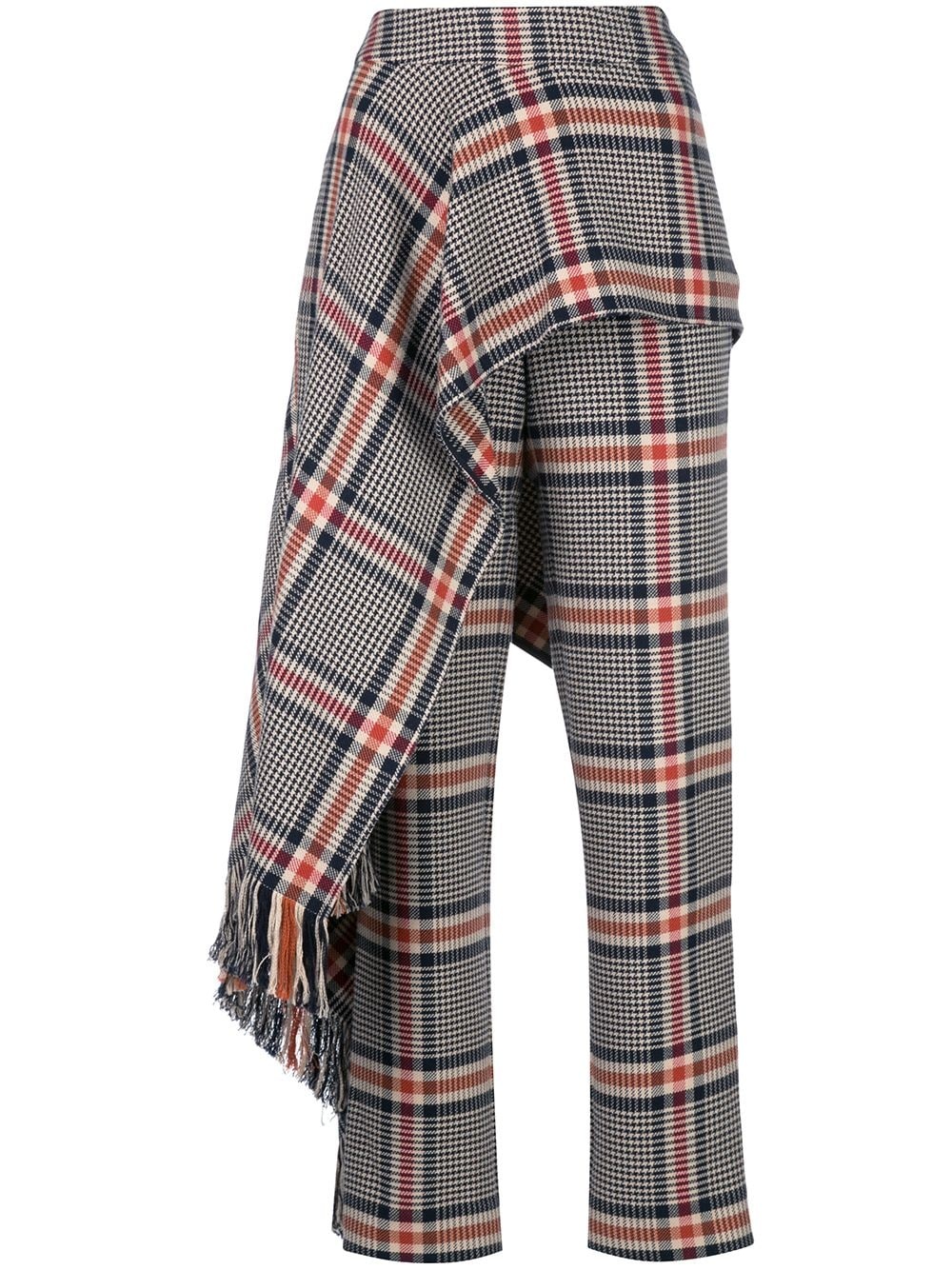 apron detail plaid trousers - 1