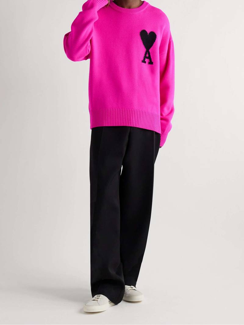 AMI Paris Logo-Intarsia Virgin Wool Sweater outlook