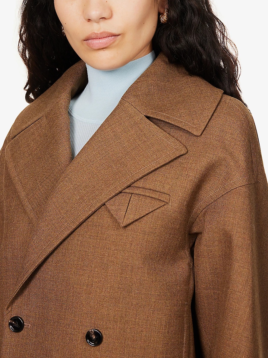 Double-breasted collared wool jacket - 6