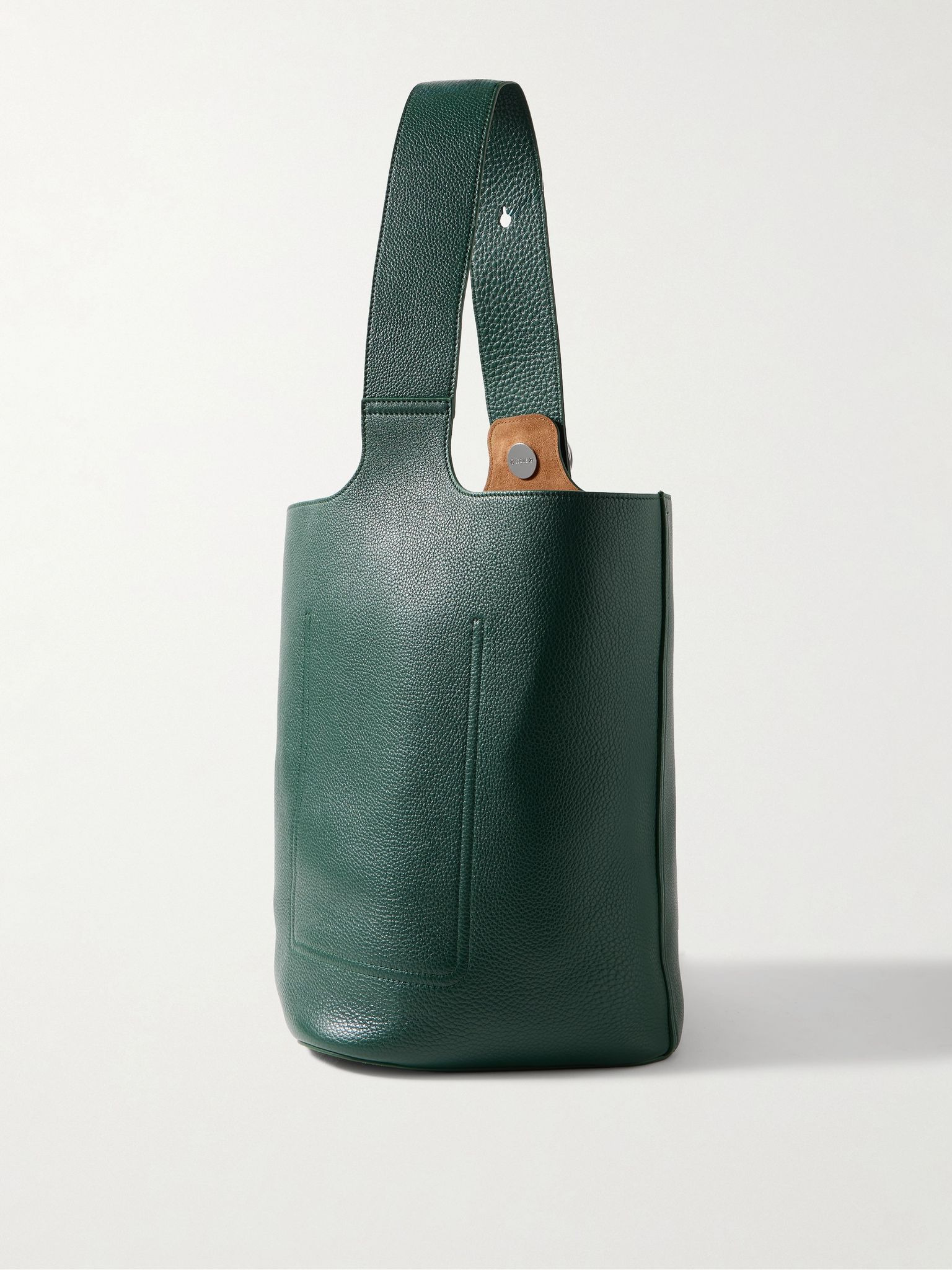 Large Pebble Leather Bucket Bag Green - 3