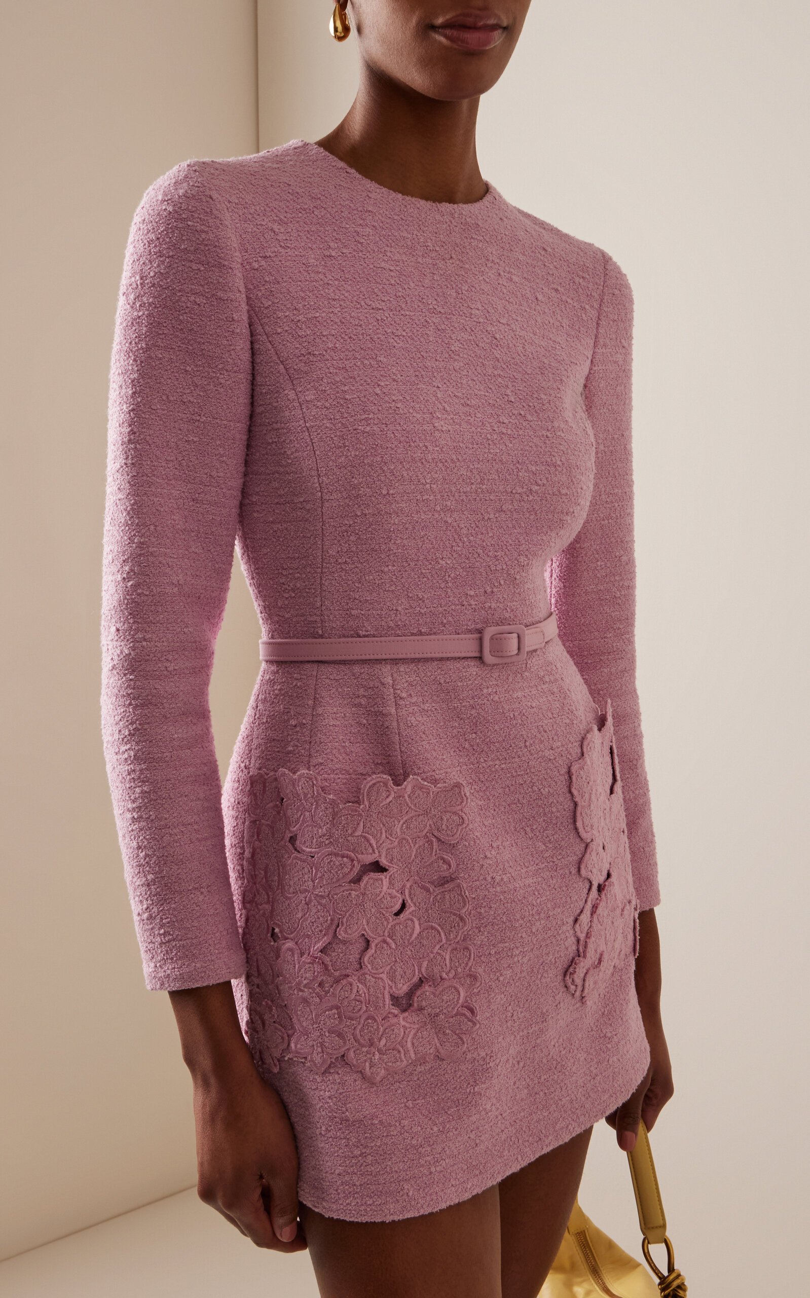 Embroidered Tweed Mini Dress pink - 3