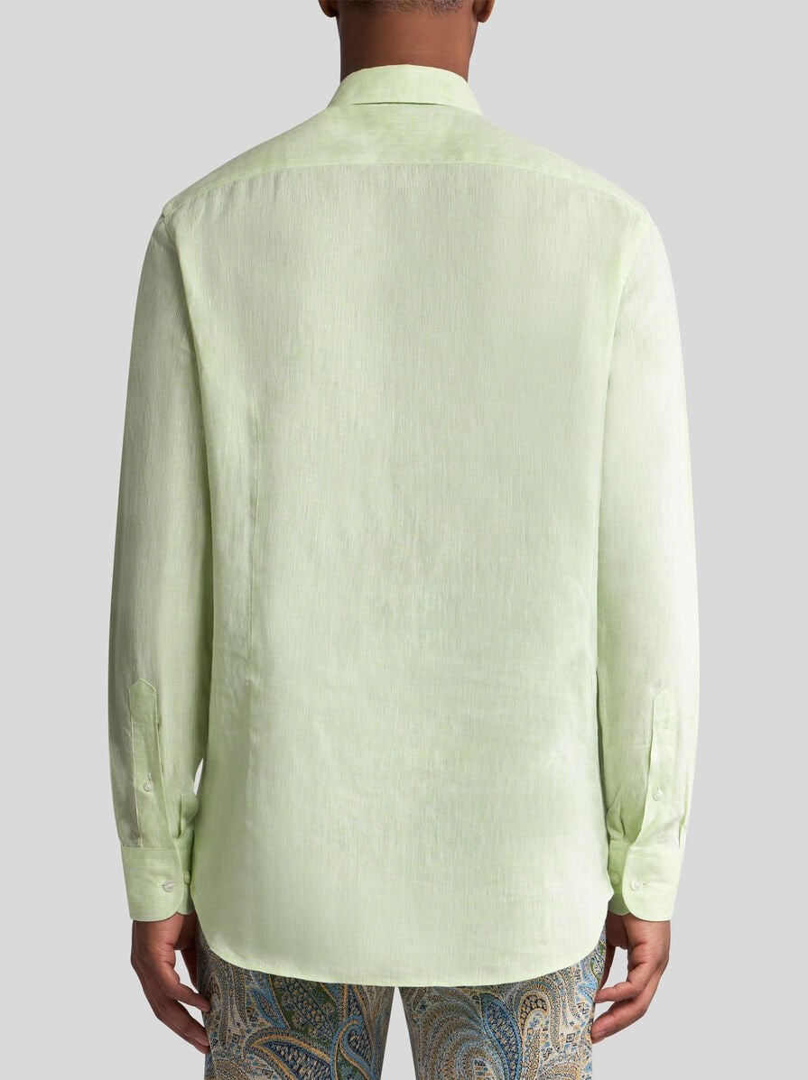 LINEN SHIRT WITH PEGASO EMBROIDERY - 5