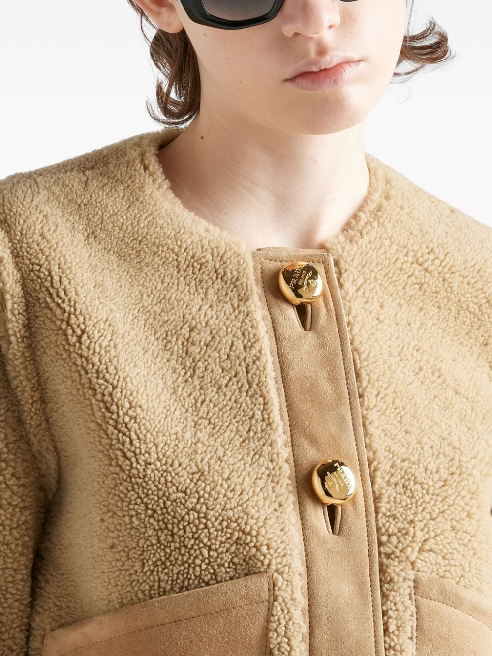 shearling cropped jacket - 4