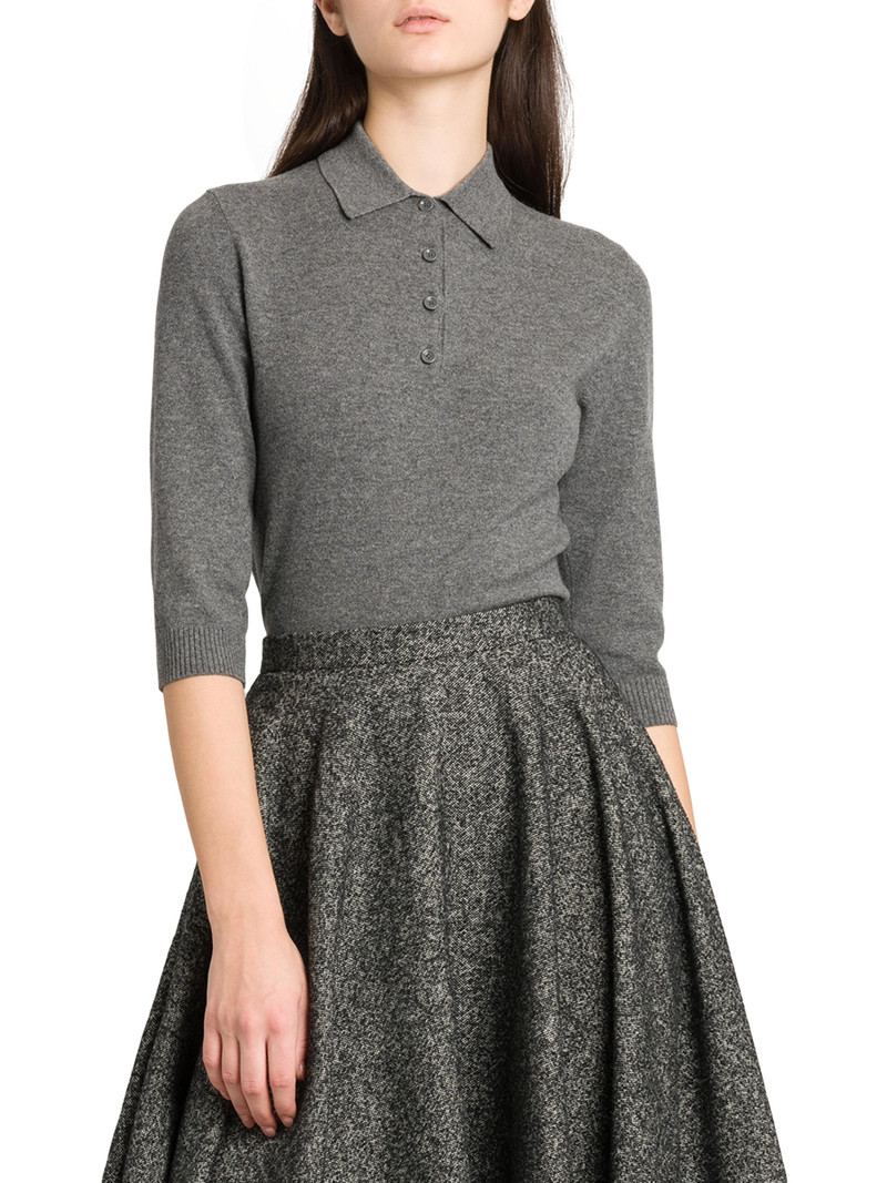 Women's Italian Tailoring Henley Cashmere Shirt - Melange Grigi 3