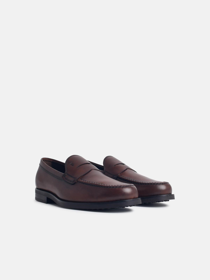 Tod's BROWN SHINY LEATHER LOAFERS outlook