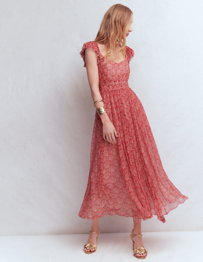 Crinkle Chiffon Maxi Dress-Pink Paradise Gardens 6