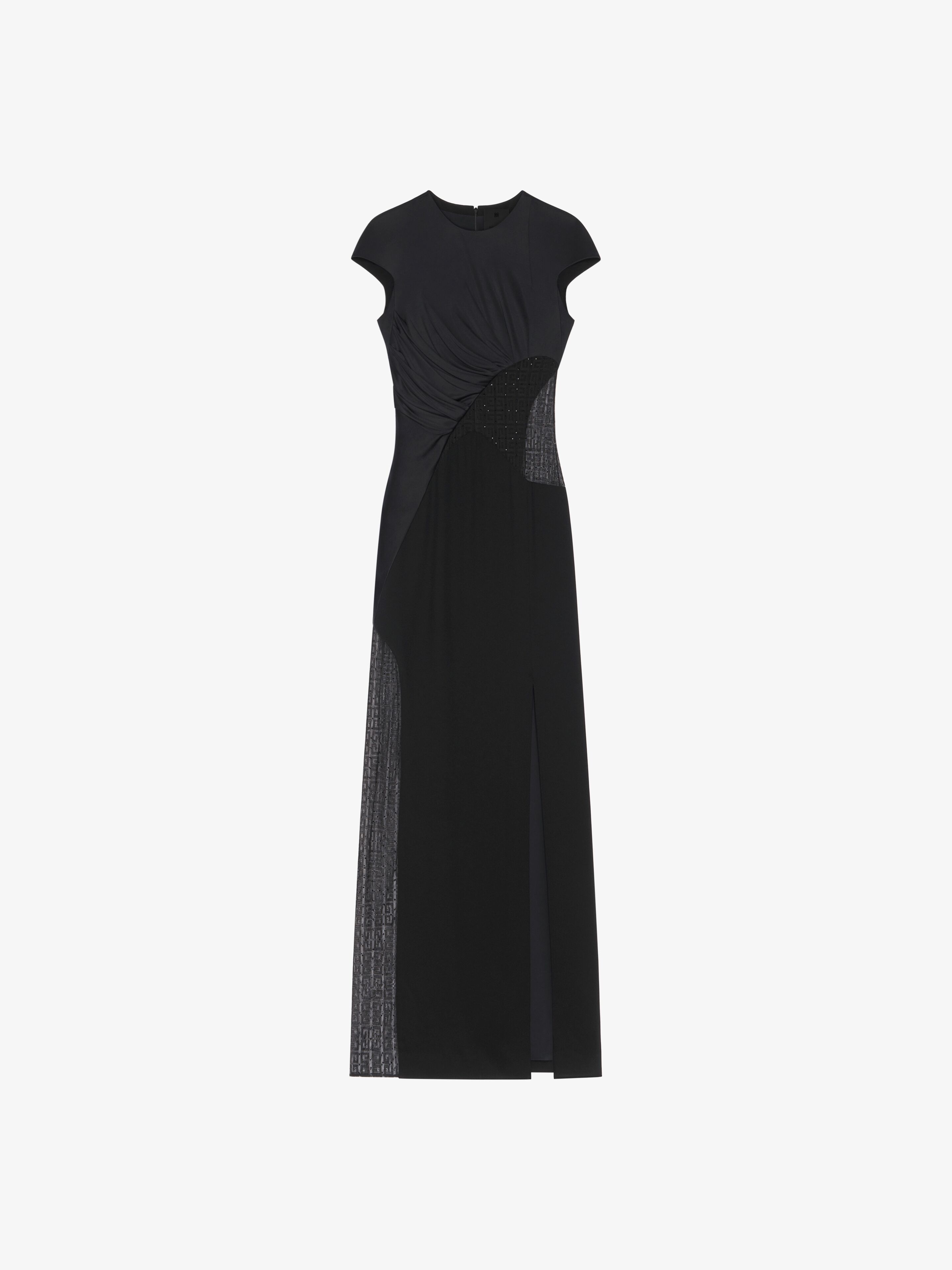 Strapless gathered stretch-silk and pleated shell gown