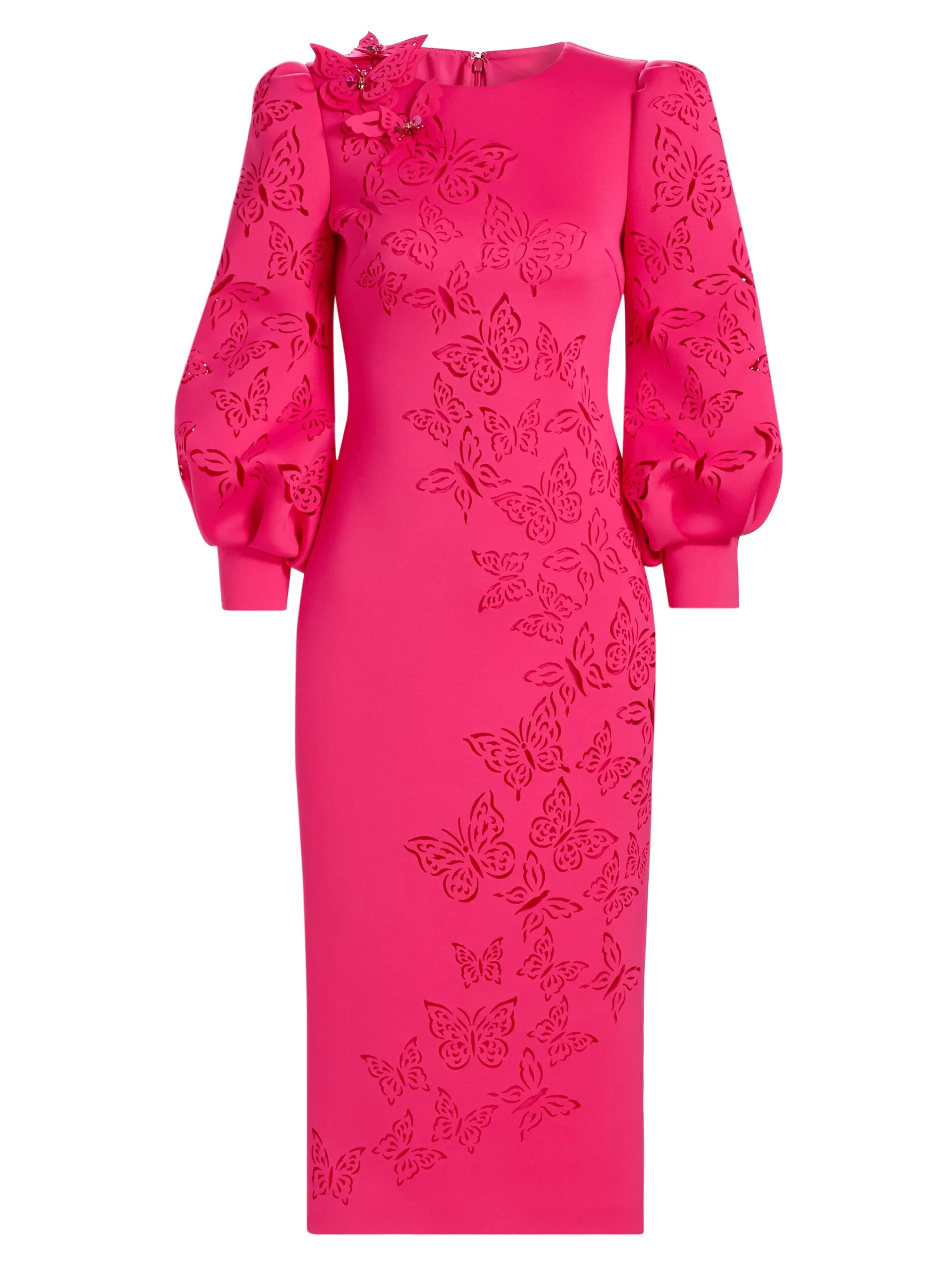 Women's Butterfly Scuba Cocktail Dress - Magenta - 1