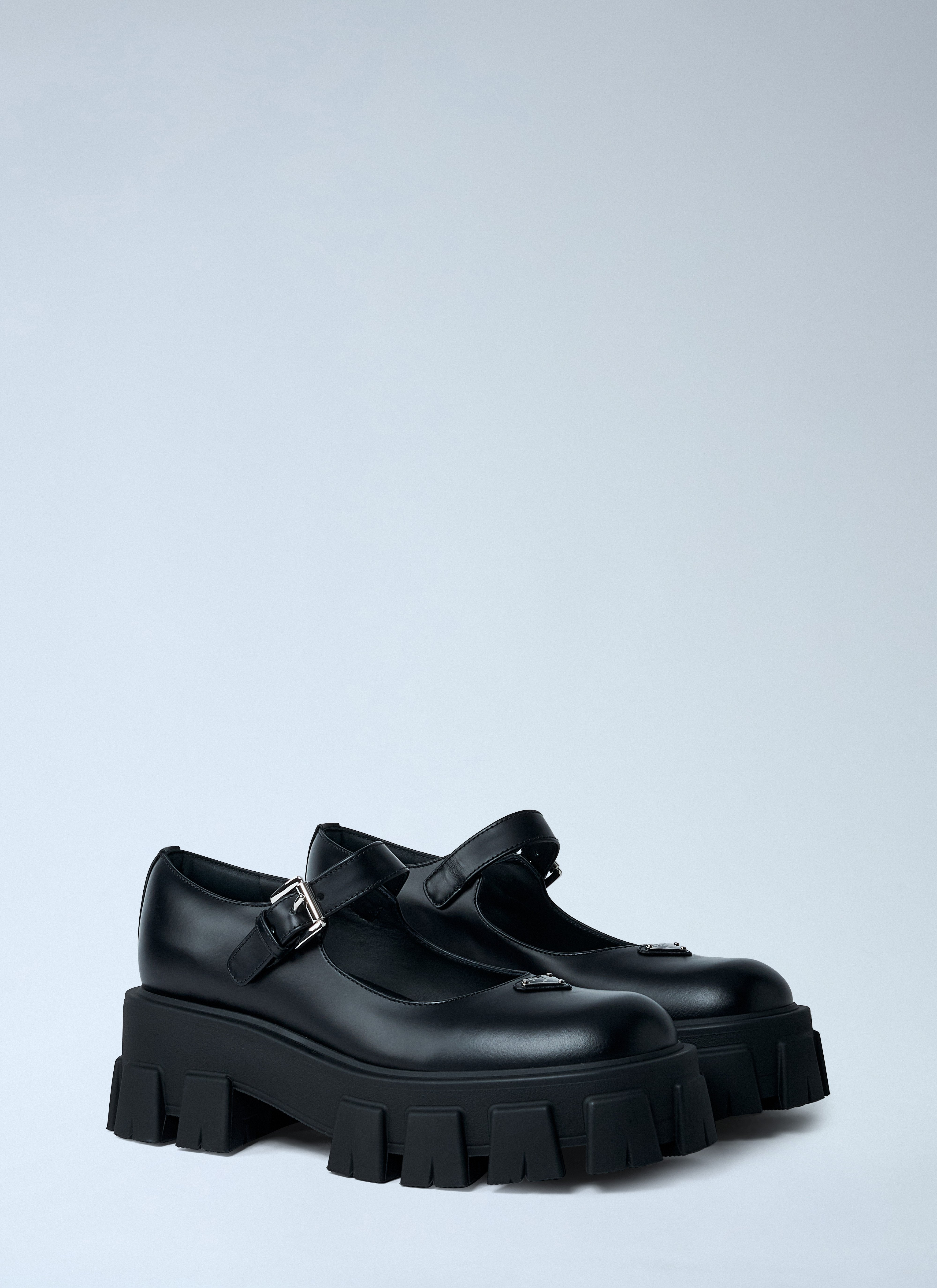 Prada Women Leather Logo Plaque Platform Flats - 2