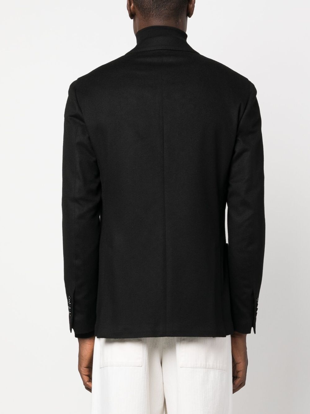 single-breasted wool-cashmere blazer - 4