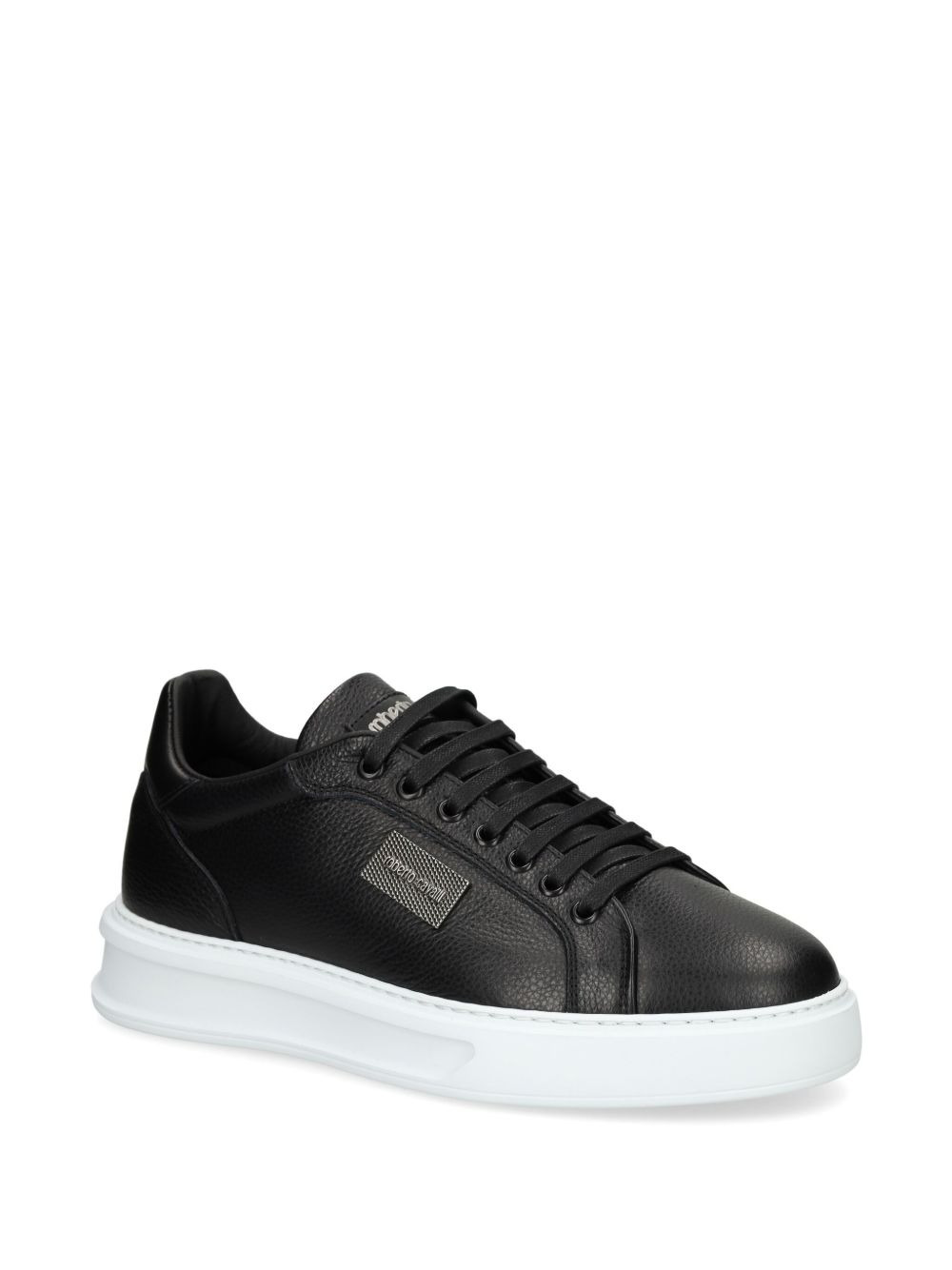 leather plaque sneakers - 2
