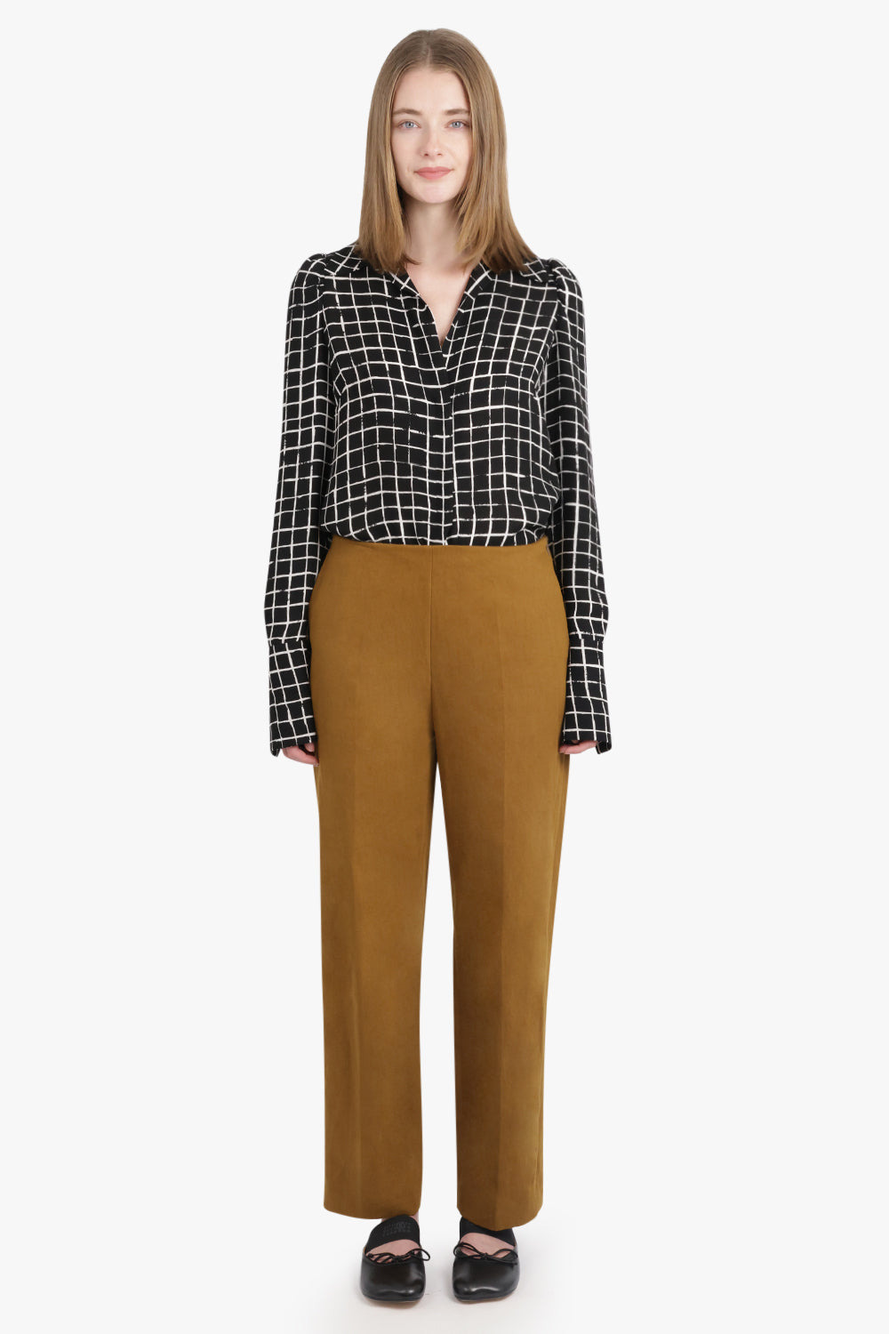 CELINDRA CHECK PRINT L/S SHOULDER DETAIL SHIRT | BLACK/WHITE - 3