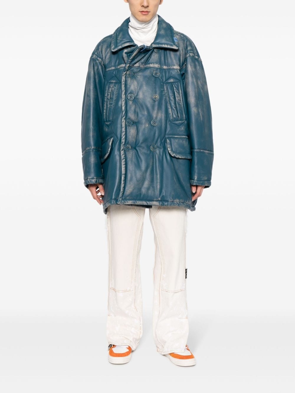 double-breasted padded coat - 2