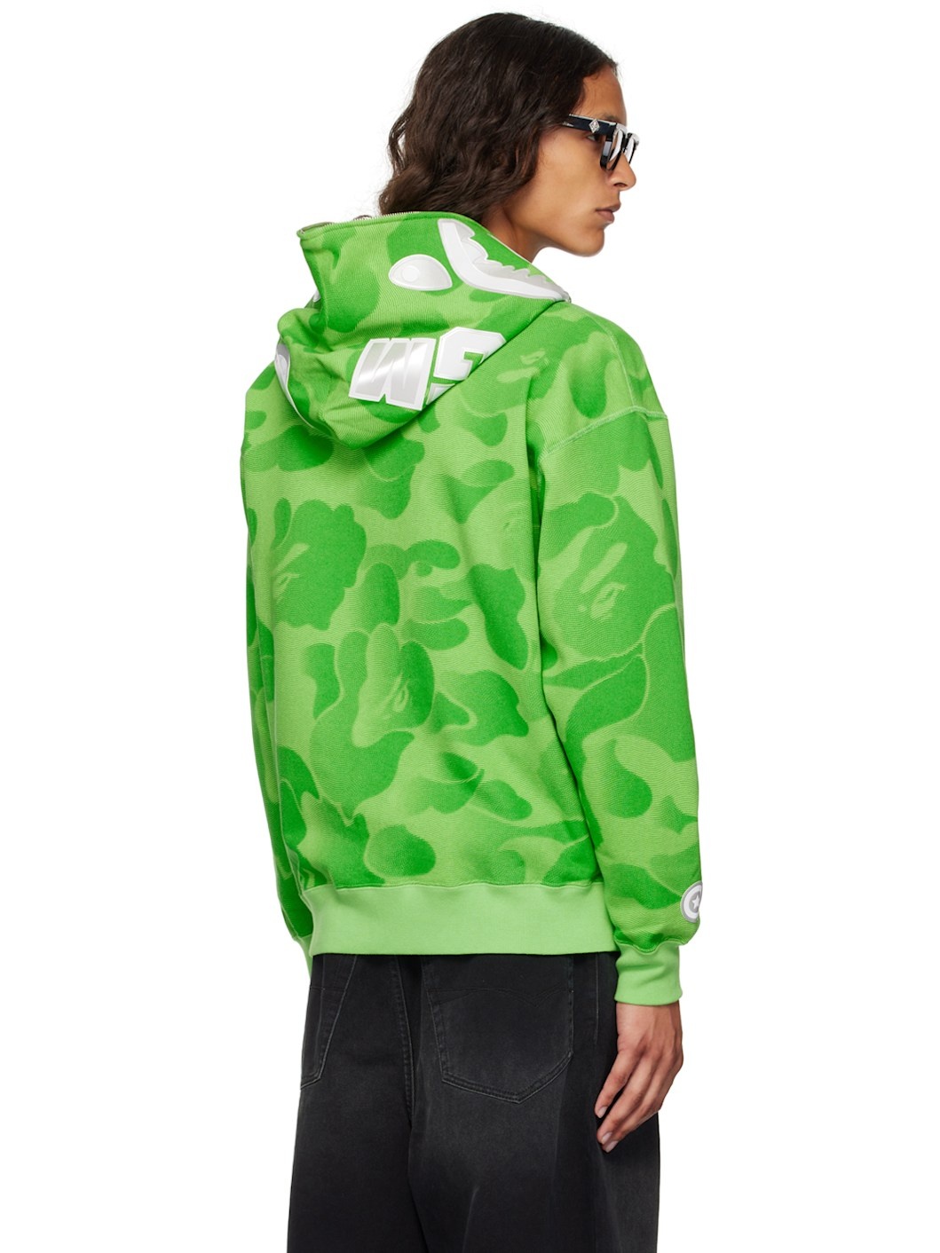 Green Ink Camo Shark Hoodie - 3