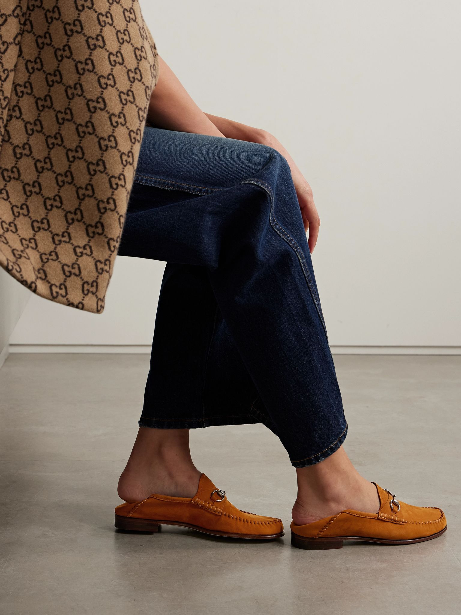 Gigi horsebit-detailed suede loafers Brown - 6