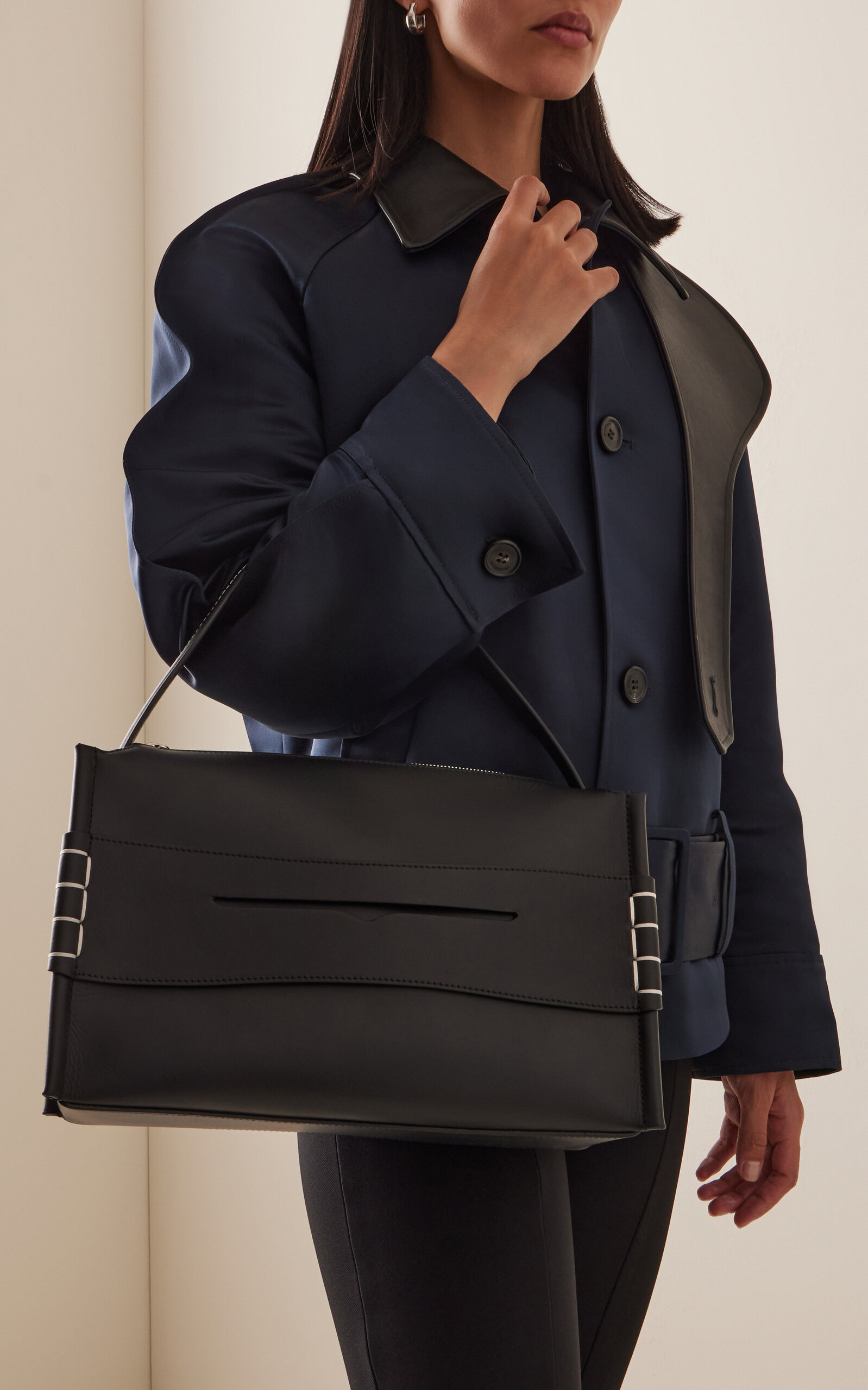 Medium Leather Loafer Bag black - 2