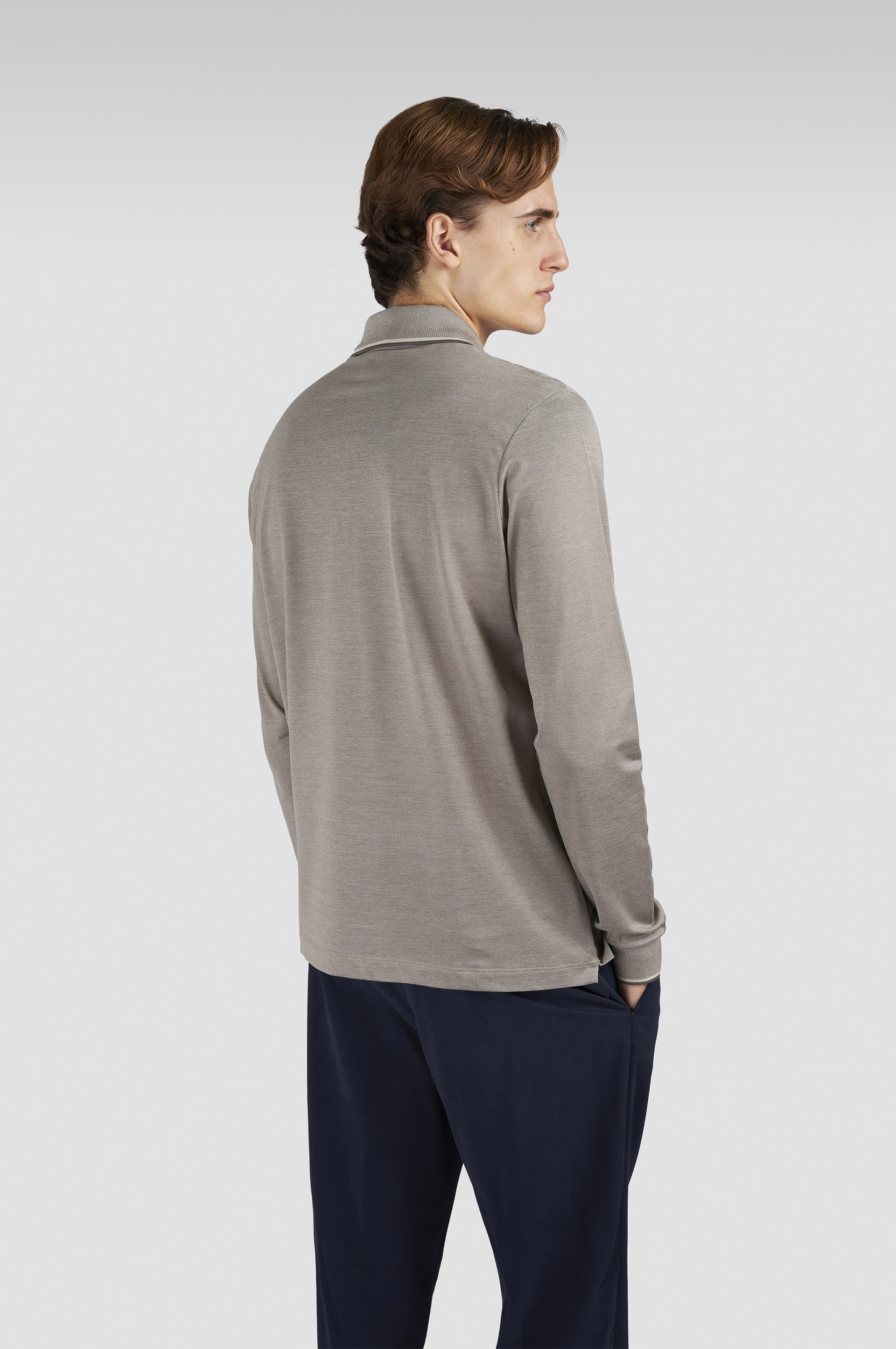 TWO-TONE PIQUÉ COTTON POLO SHIRT WITH SHARK FIN EMBROIDERY - 3