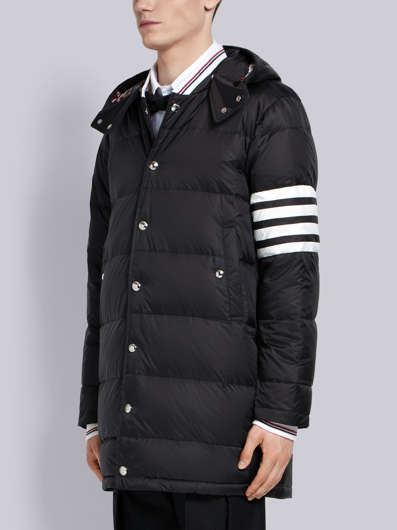 Thom Browne Black Down-filledmatte Nylon 4-bar Snap-front Coat outlook