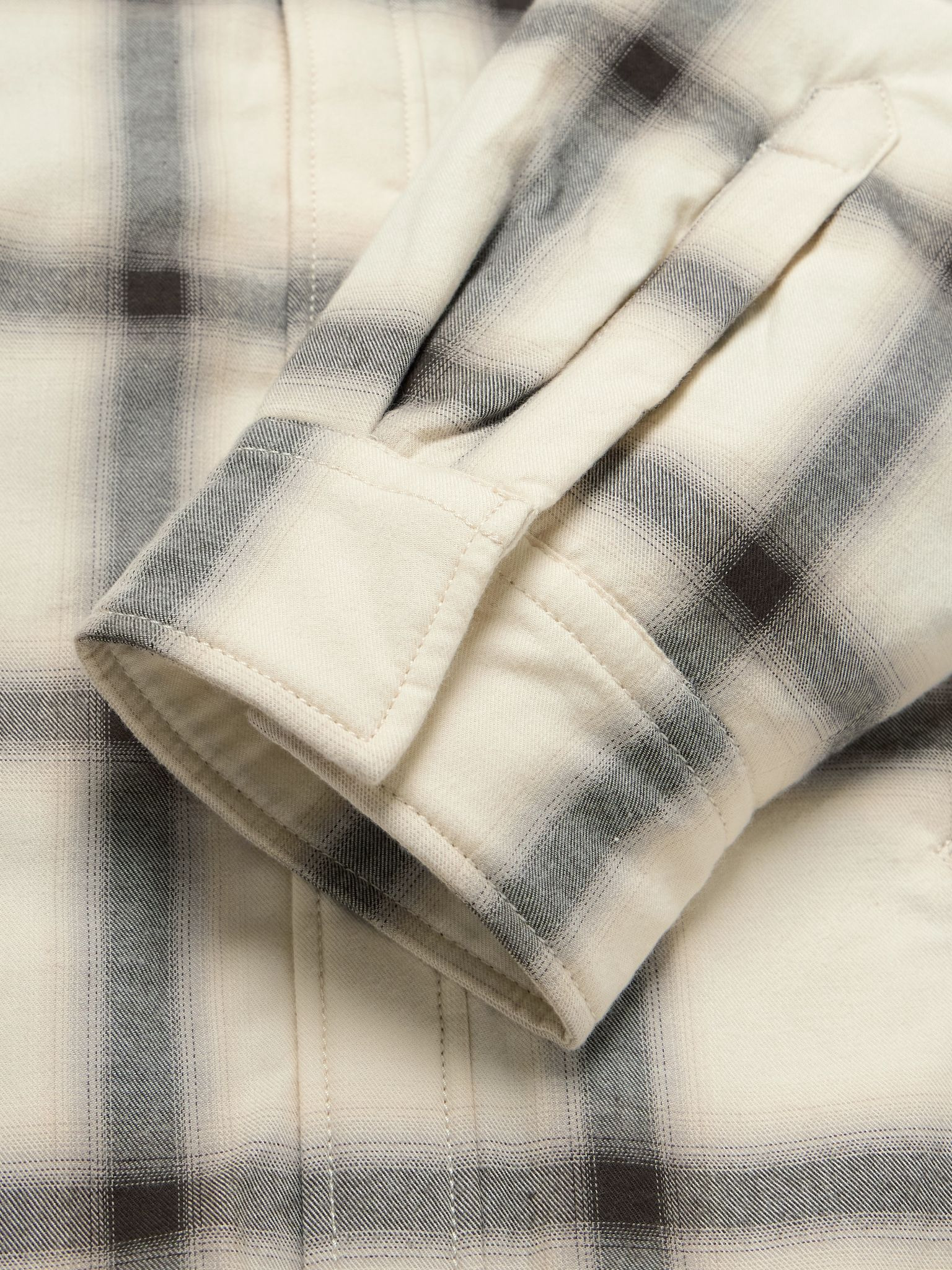 Osara Oversized Padded Checked Cotton-Flannel Overshirt Beige - 5